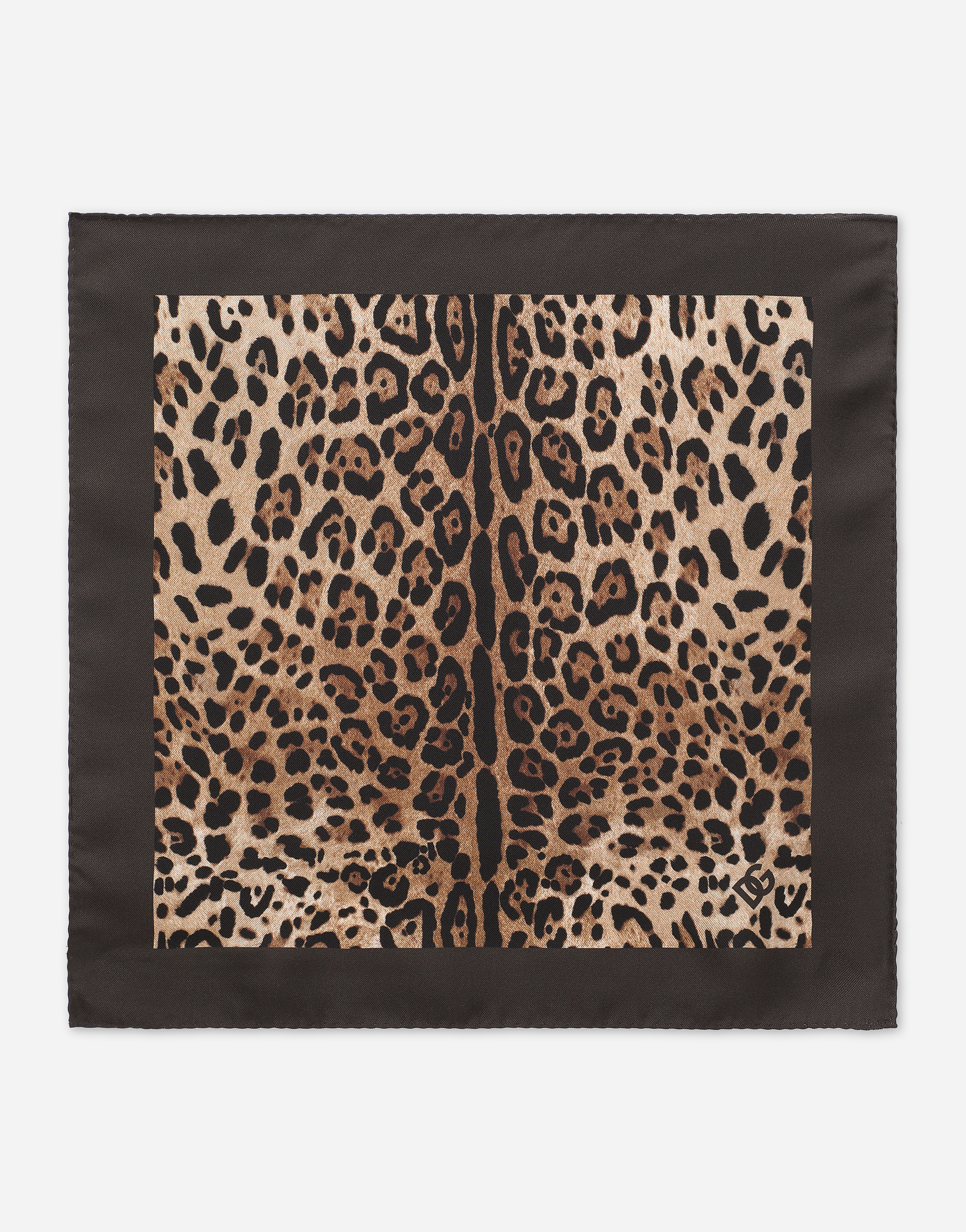 DOLCE & GABBANA LEOPARD-PRINT SILK POCKET SQUARE