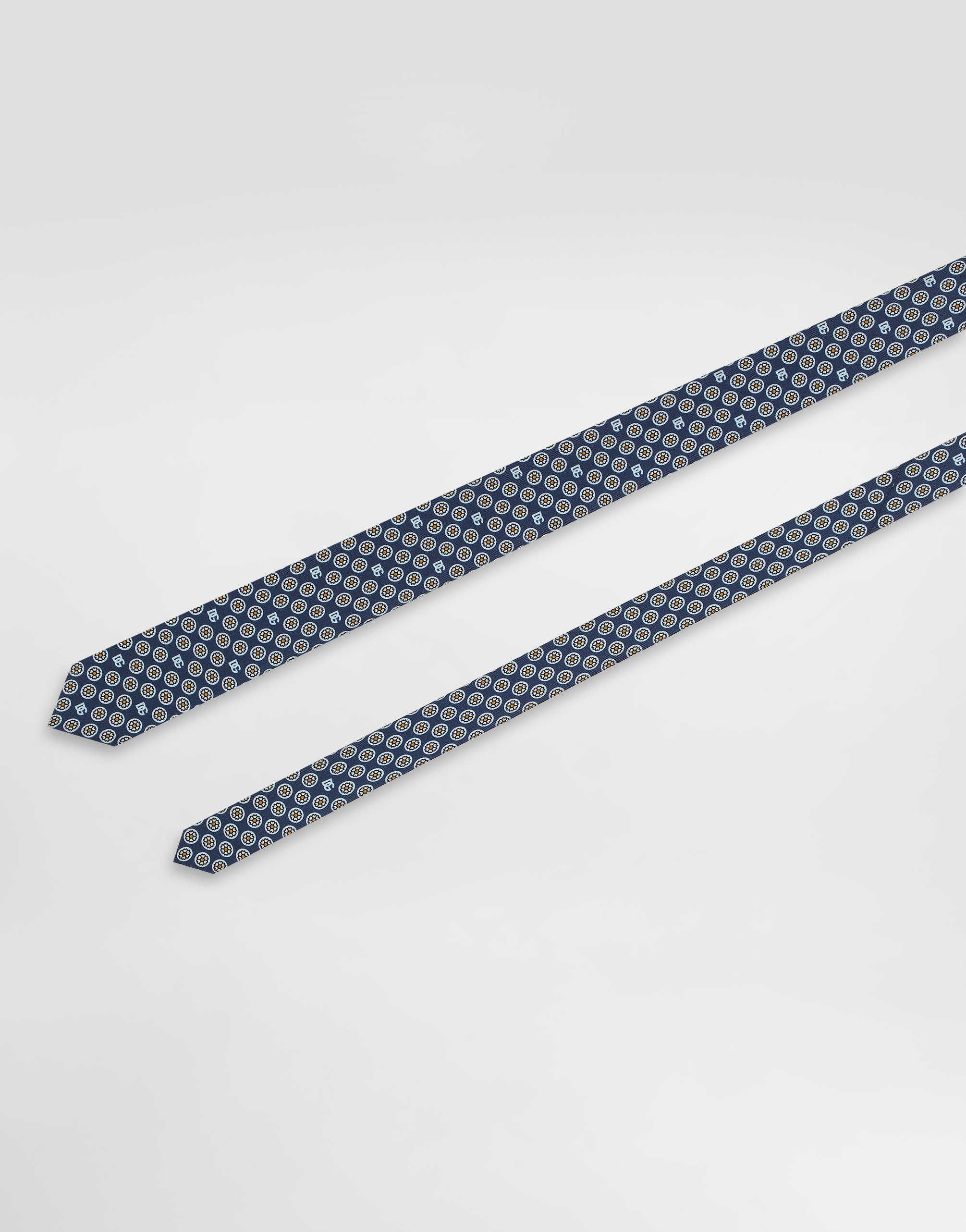 Martini tie with jacquard micro-designs and logo