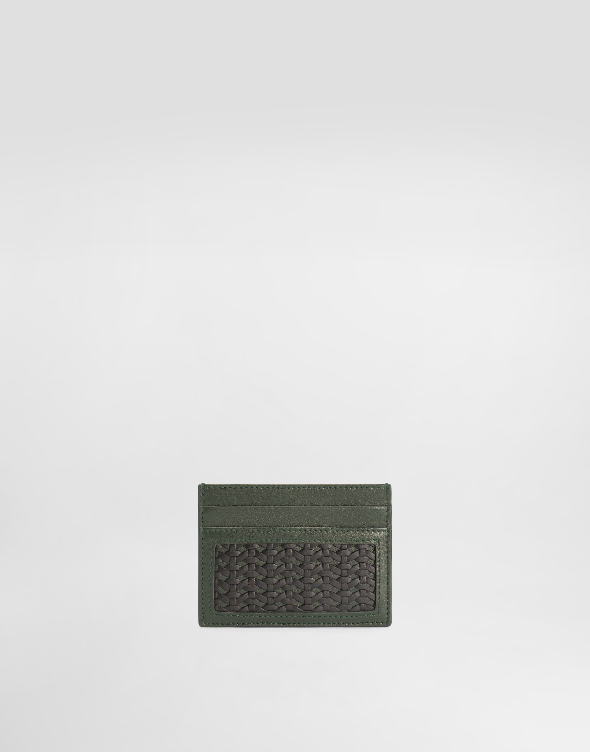 Dolce & Gabbana Plongé Woven Calfskin Card Holder