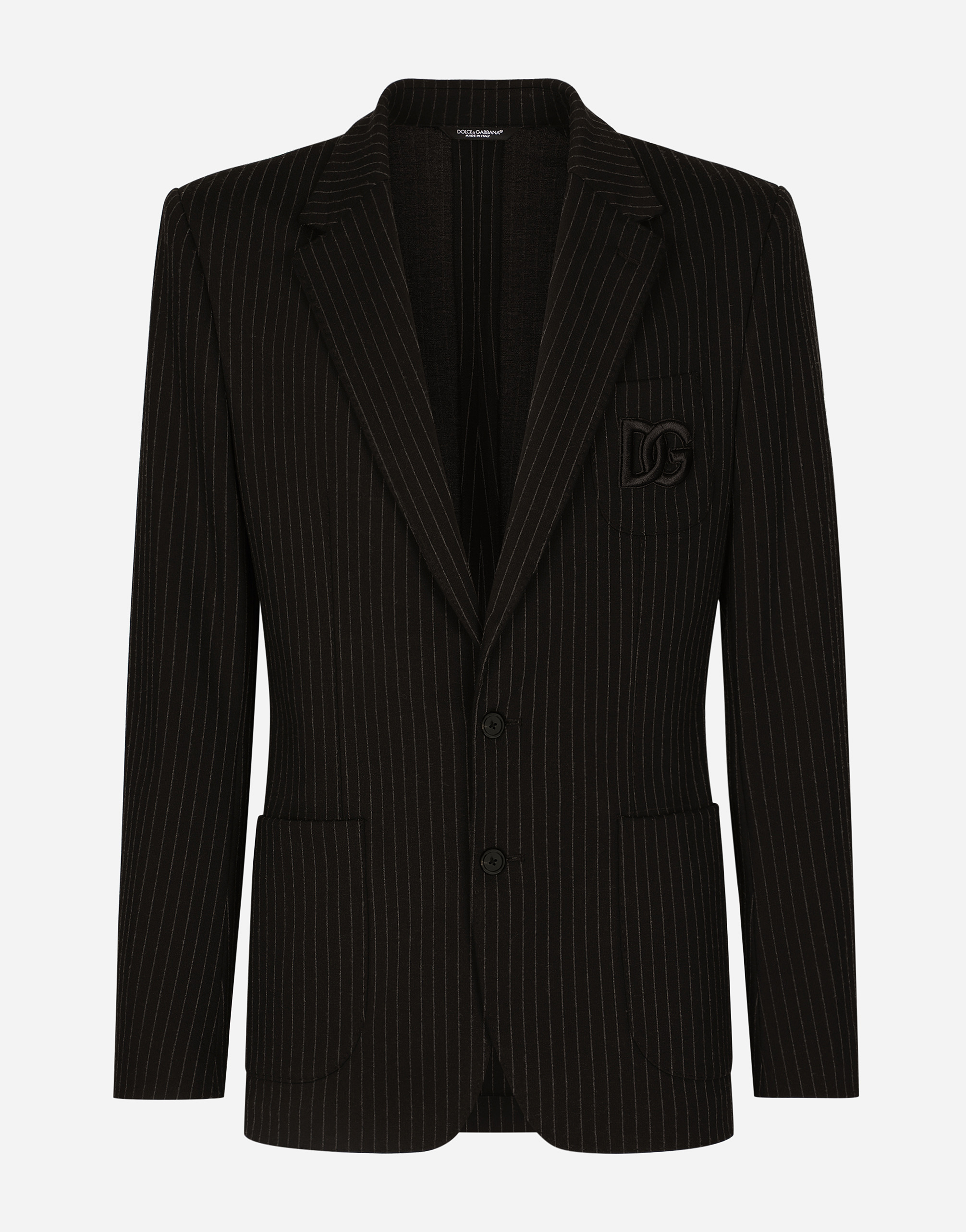 Dolce & Gabbana Pinstripe Stretch Jersey Portofino Jacket In Multicolor