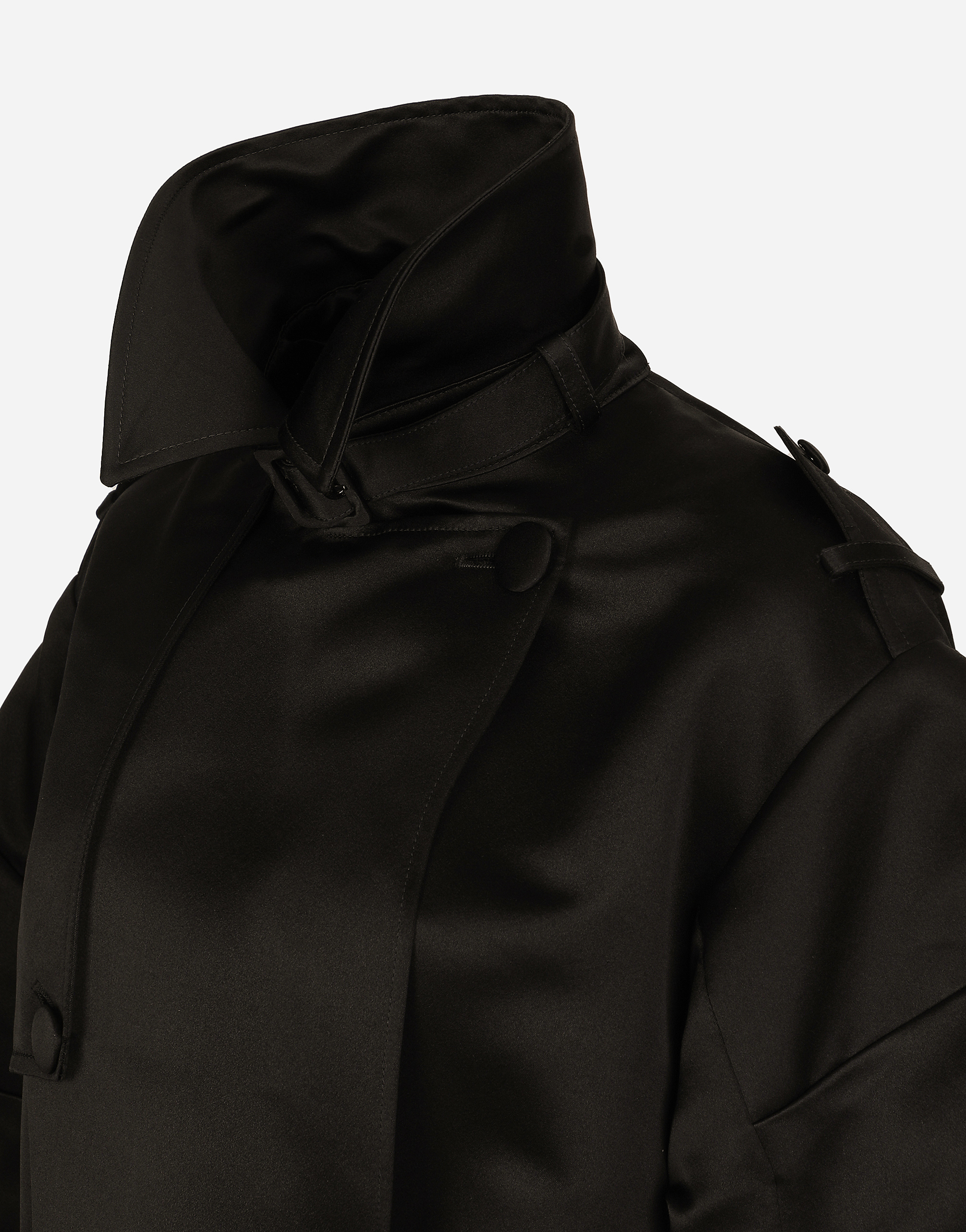 Duchesse trench coat with gathered sleeves