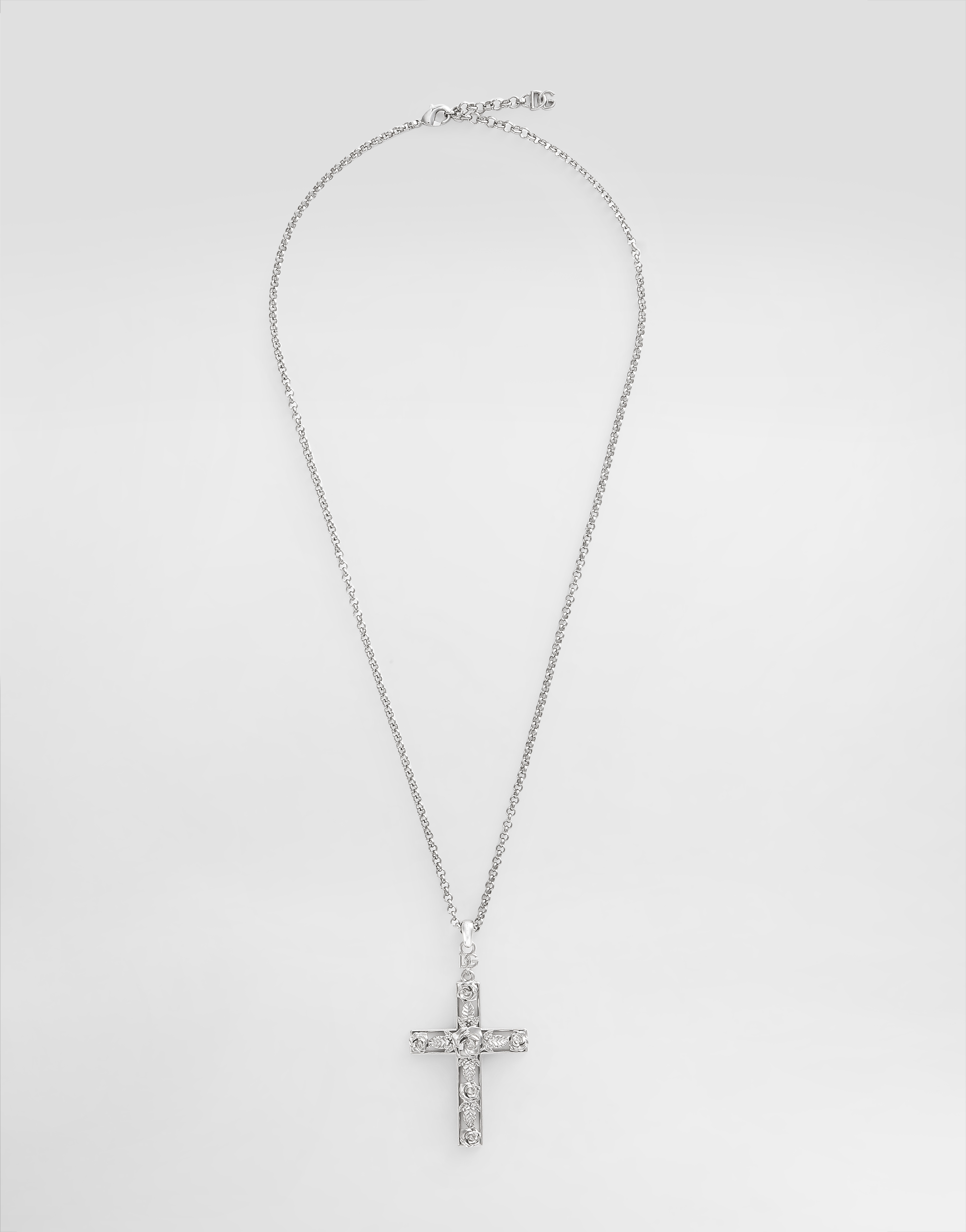 Dolce & Gabbana Metal Necklace With Logo In Silver