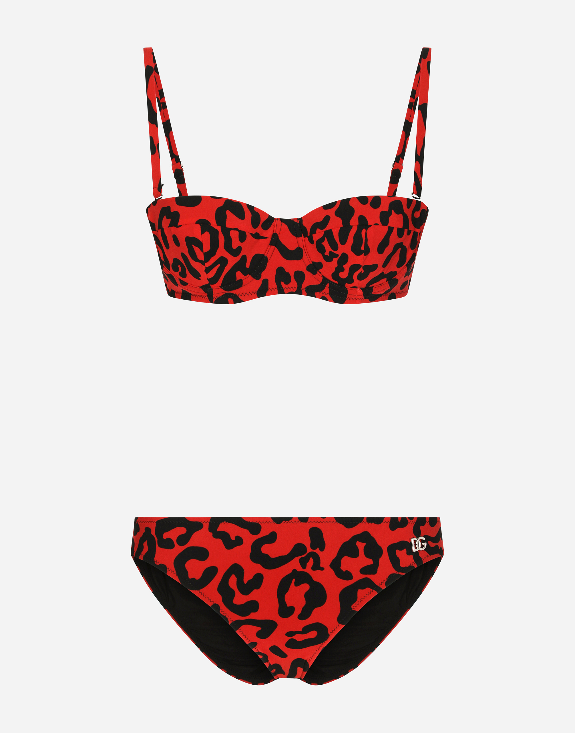DOLCE & GABBANA LEOPARD-PRINT BALCONETTE BIKINI