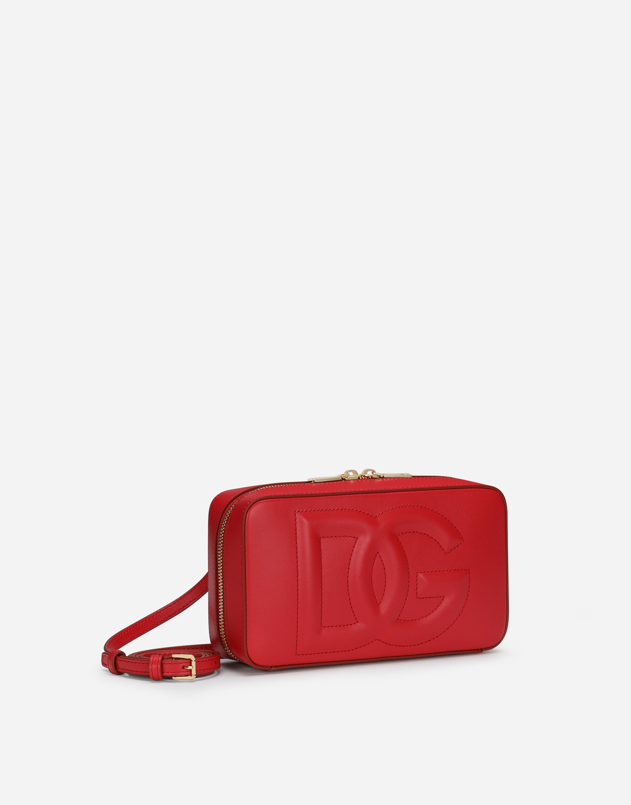 Shop Dolce & Gabbana Small Calfskin Dg Logo Camera Bag In Red