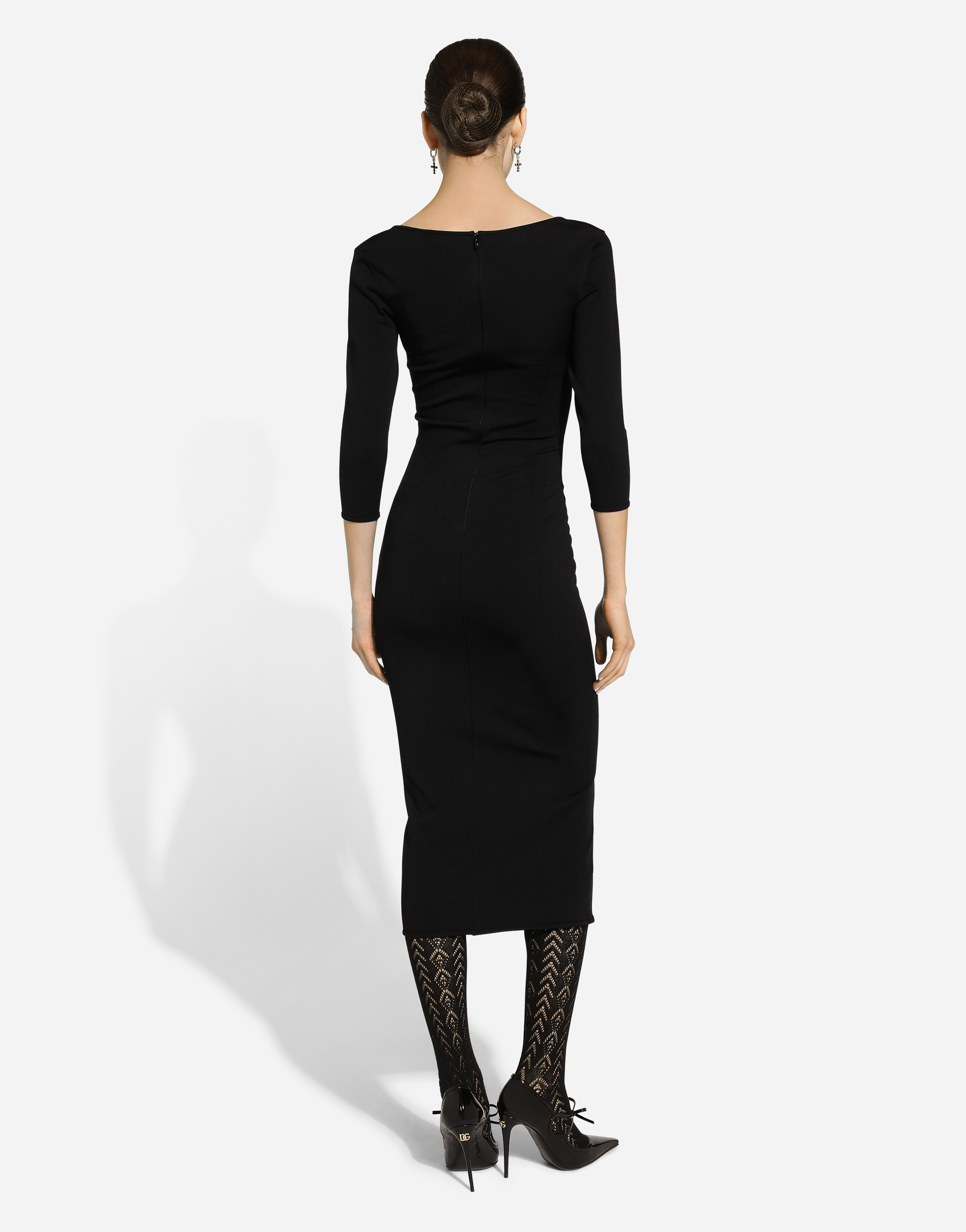 Dolce & Gabbana Calf-length Viscose Knit Dress In Black