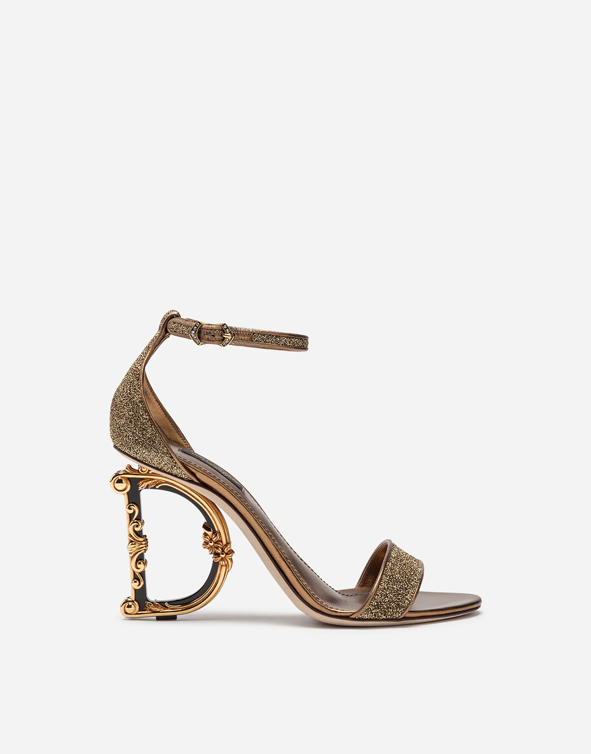 Lurex sandals with sculpted heel