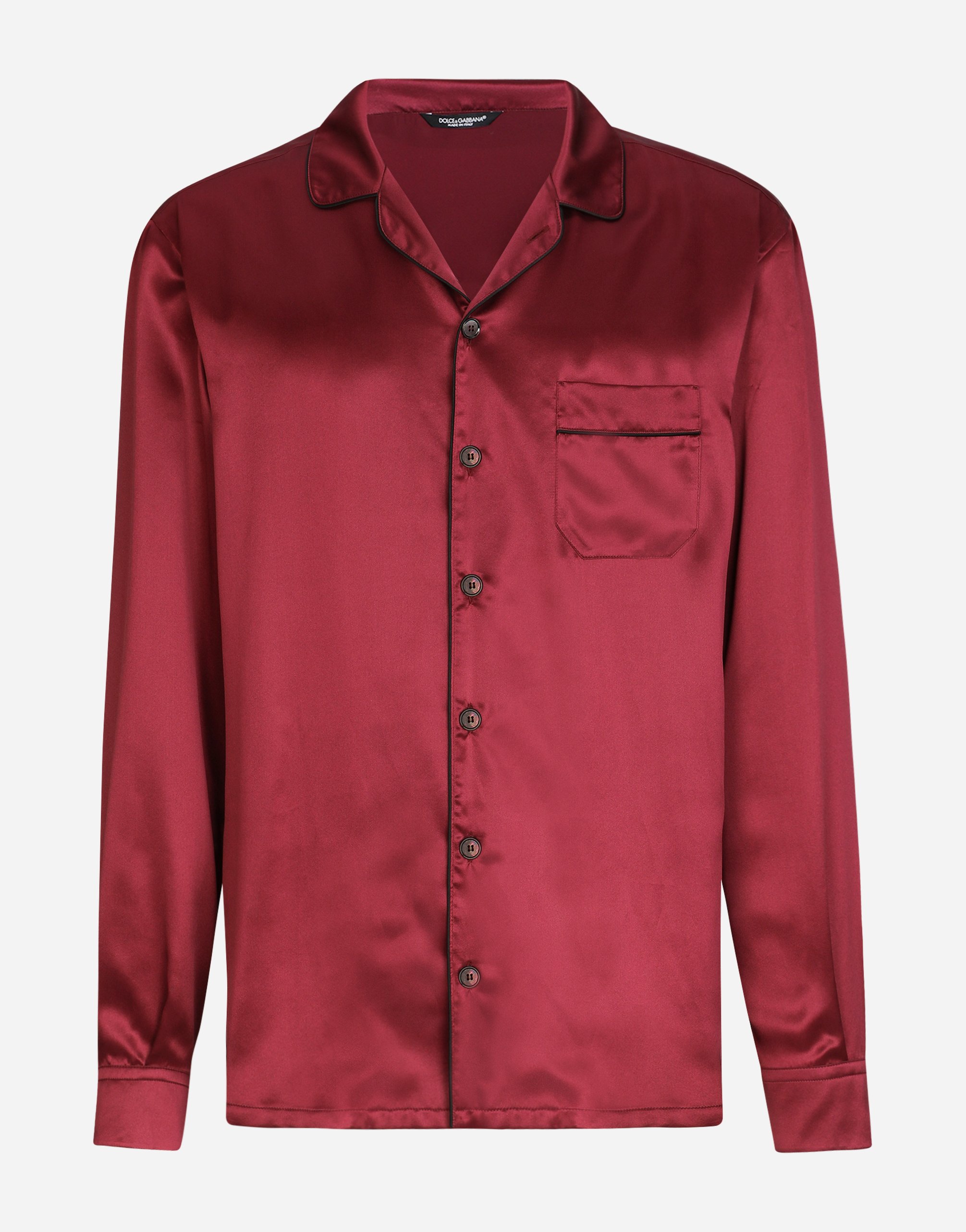 DOLCE&GABBANA ワインレッド　暗め 長袖シャツ Silk shirt in Bordeaux for Men | Dolce&Gabbana®