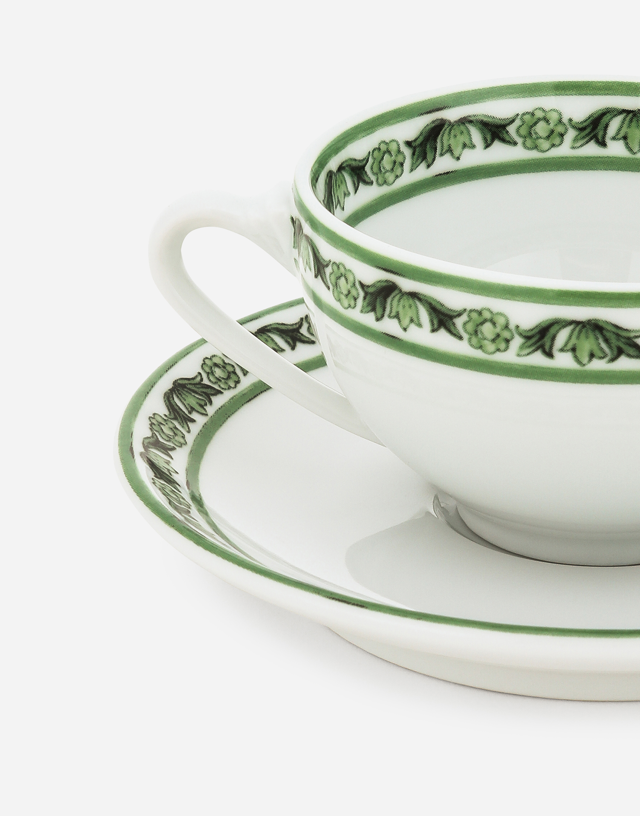 Dolce & Gabbana Set 2 Porcelain Espresso Cups With Saucers In Multicolor