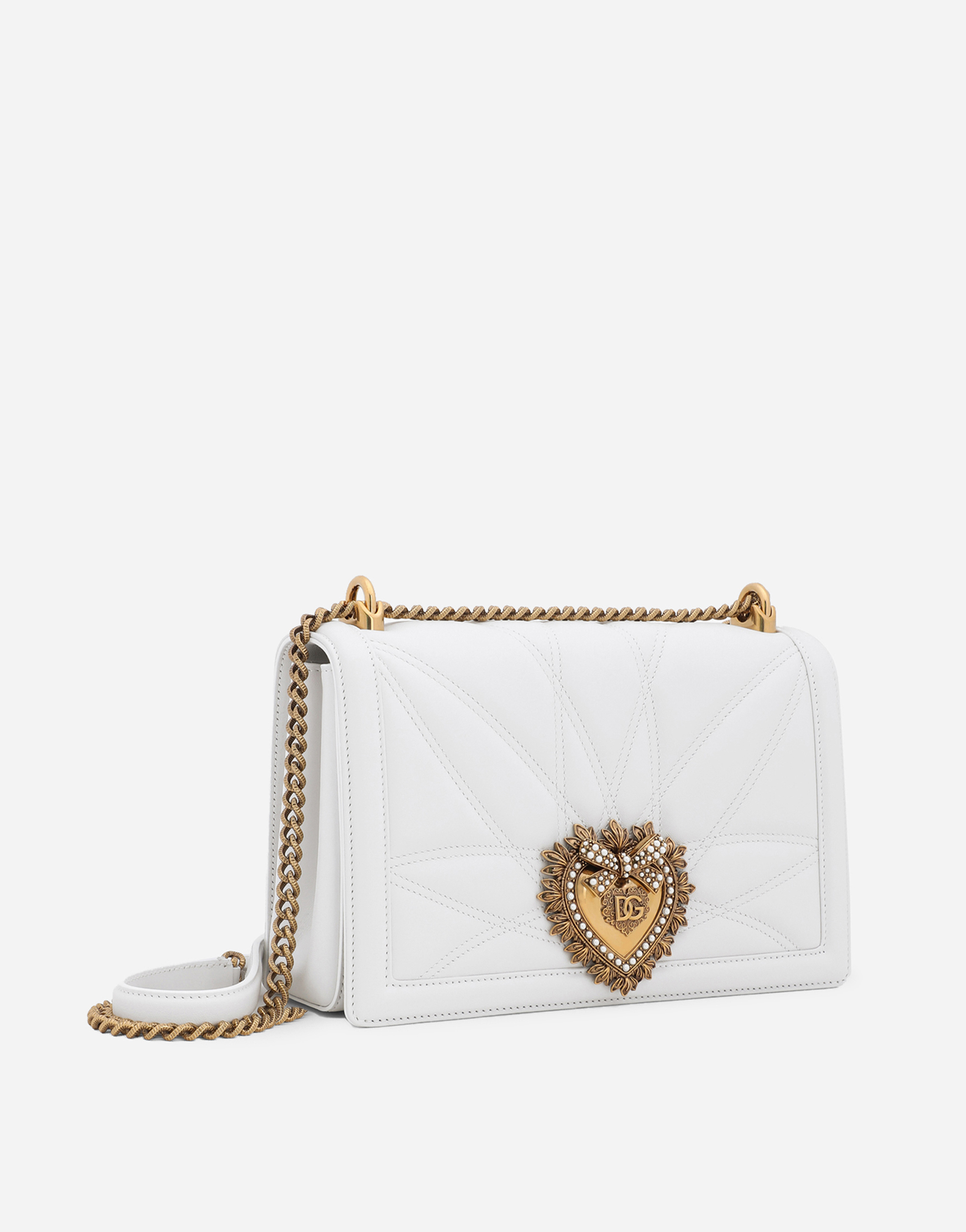 Shop Dolce & Gabbana Large Devotion Bag In Quilted Nappa Leather In White