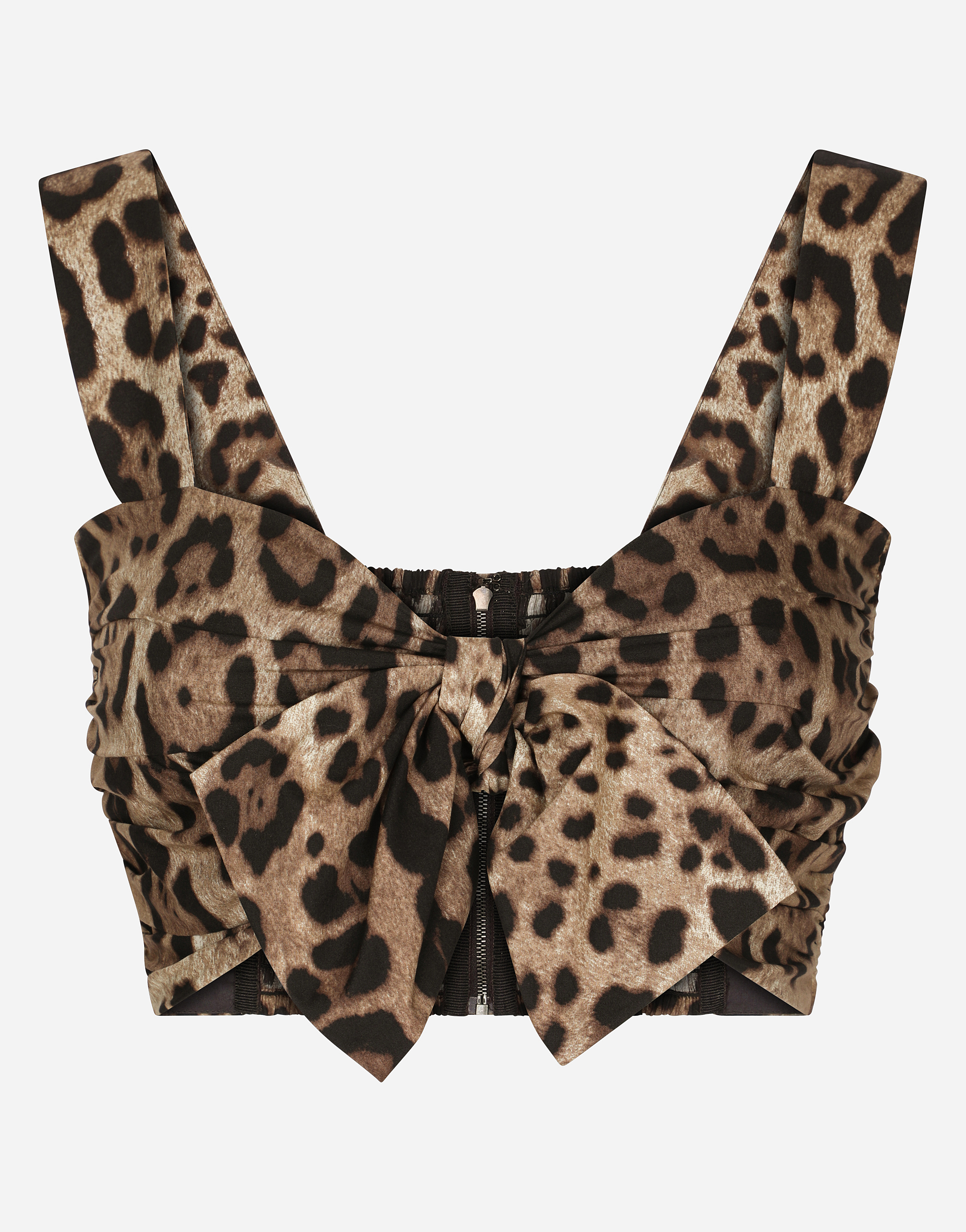 Poplin top with leopard print