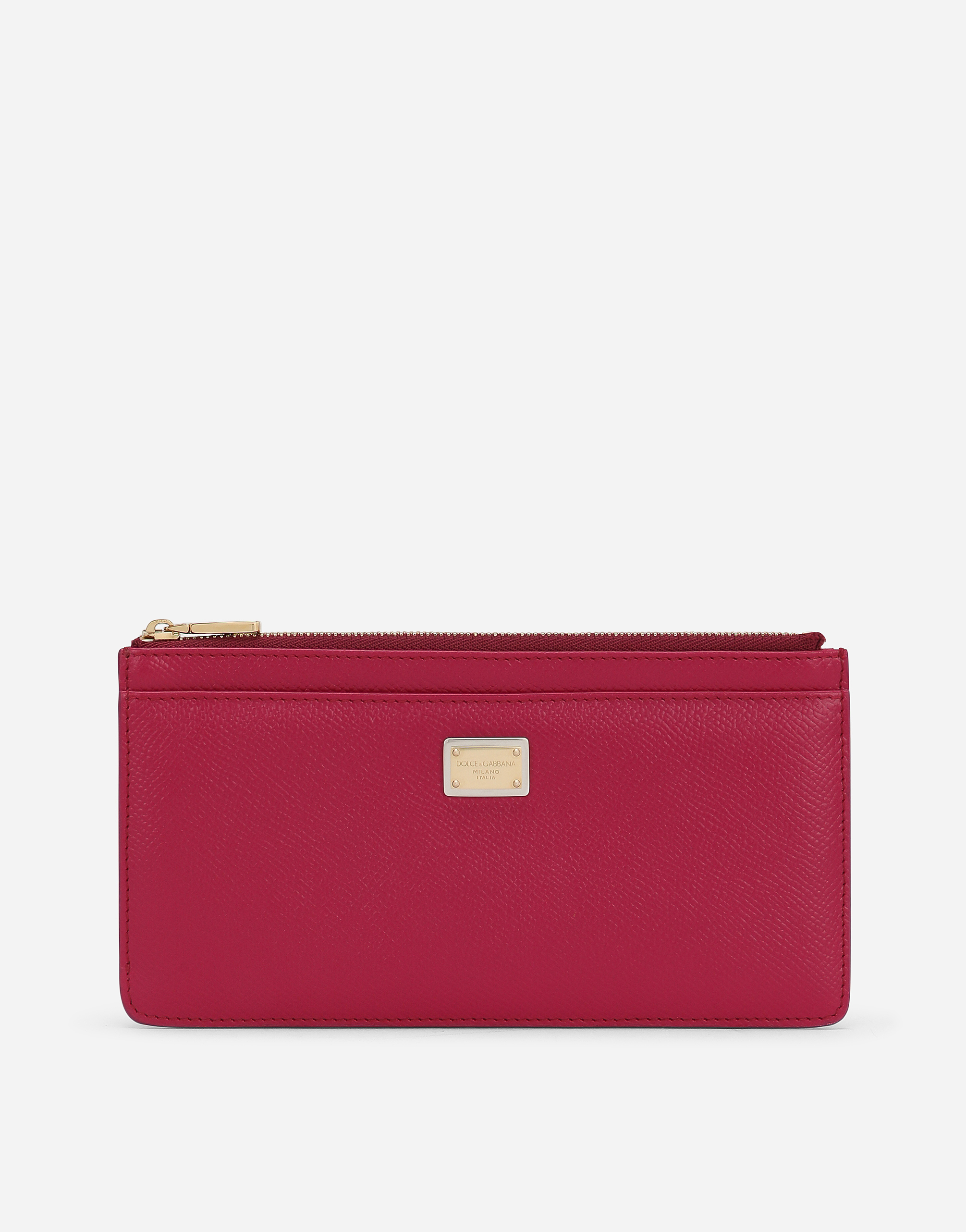 Dolce & Gabbana Large Dauphine Calfskin Card Holder In Fuchsia