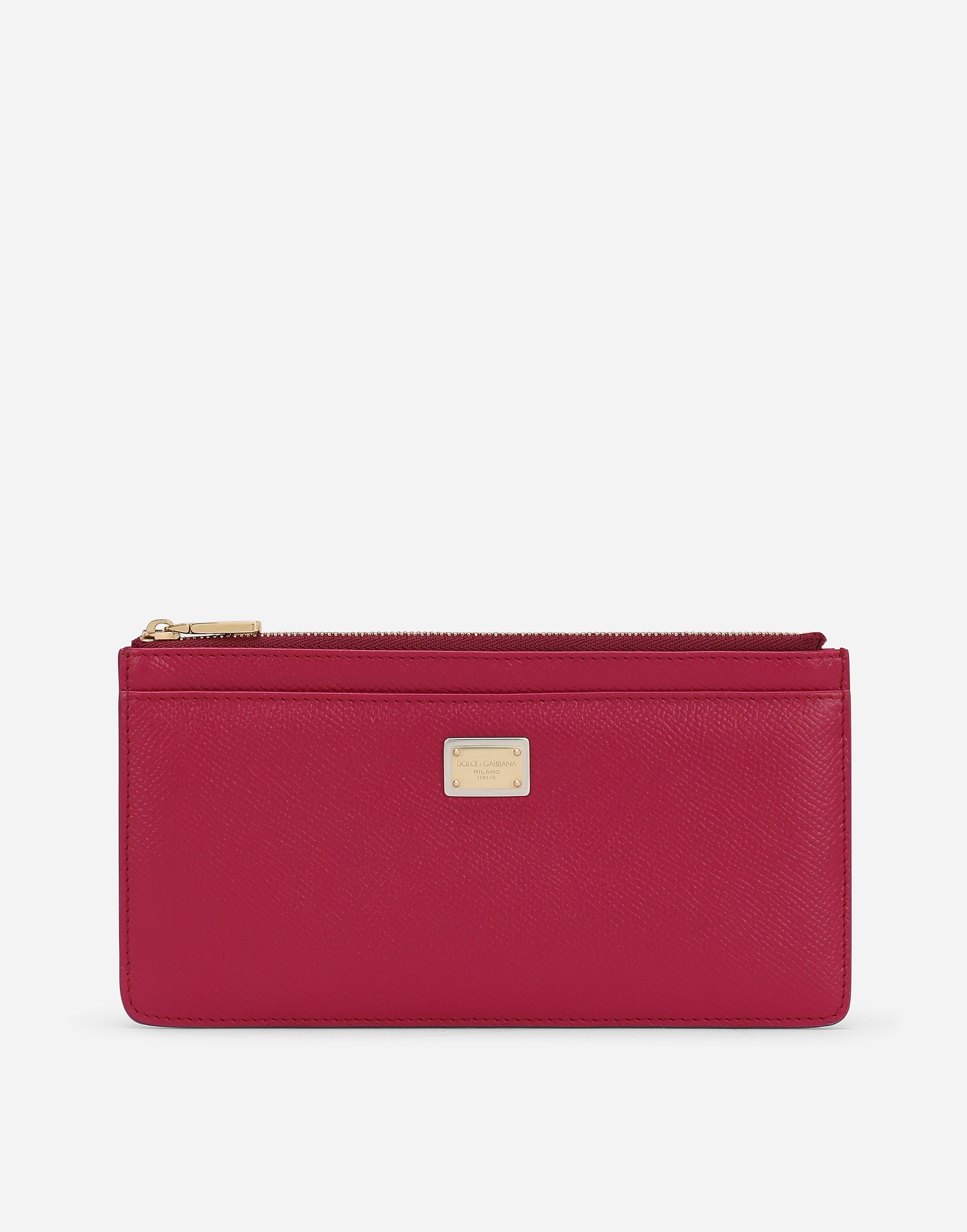 Dolce & Gabbana Large Dauphine Calfskin Card Holder In Fuchsia