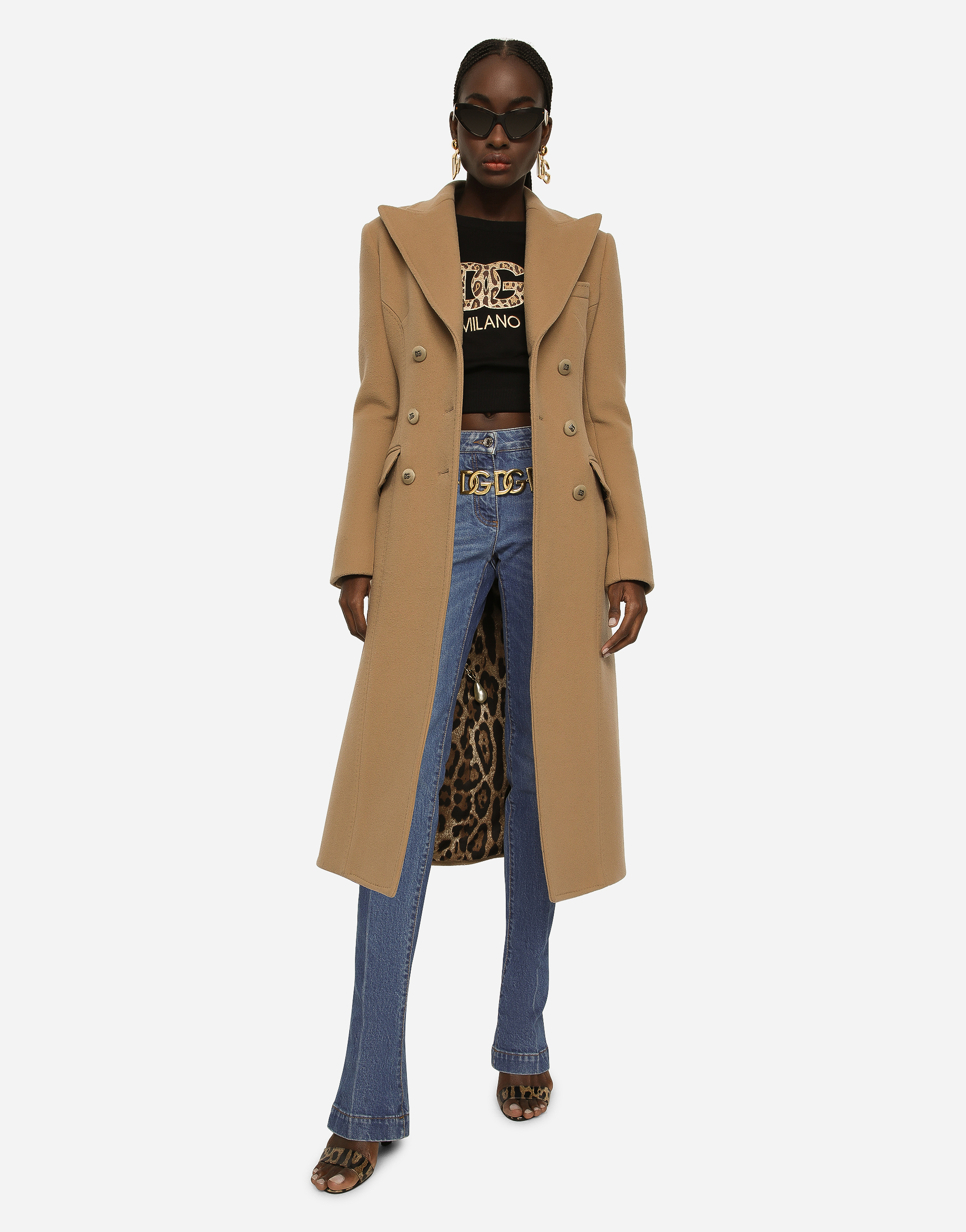 DOLCE & GABBANA LONG DOUBLE-BREASTED WOOL AND CASHMERE COAT