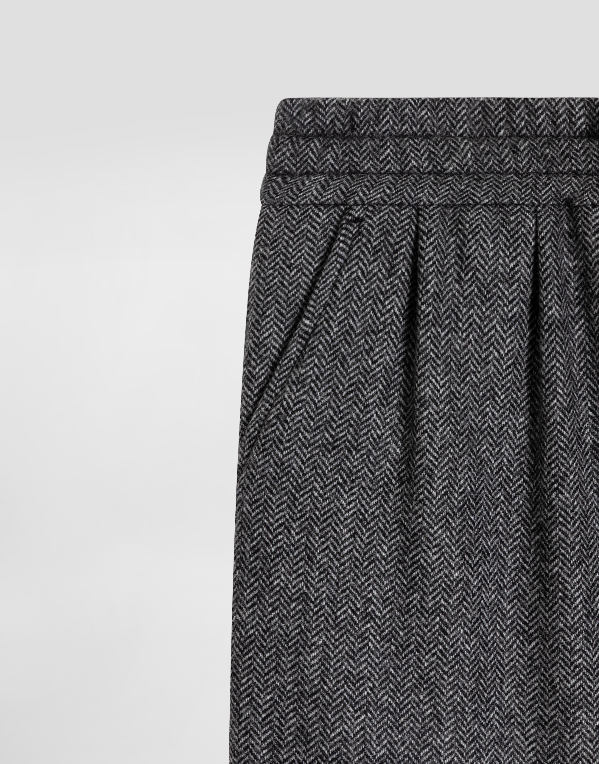 Wool blend herringbone trousers