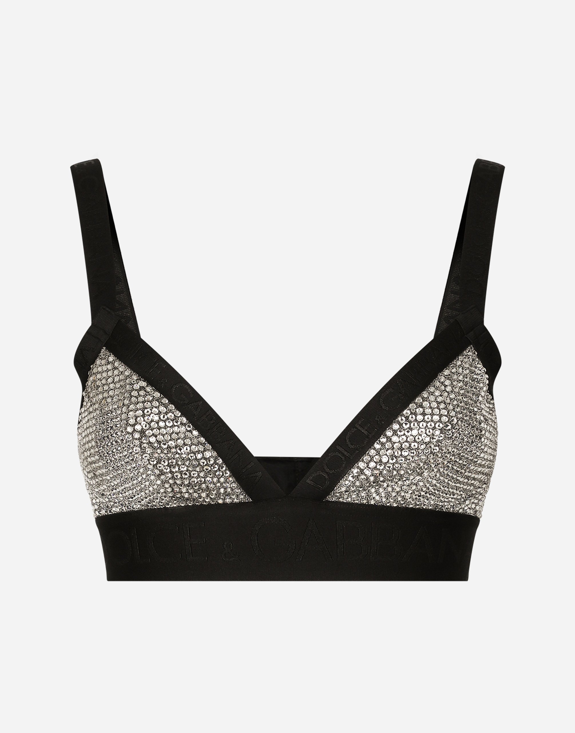 Dolce & Gabbana Triangle Bra With Fusible Rhinestones In Multicolor