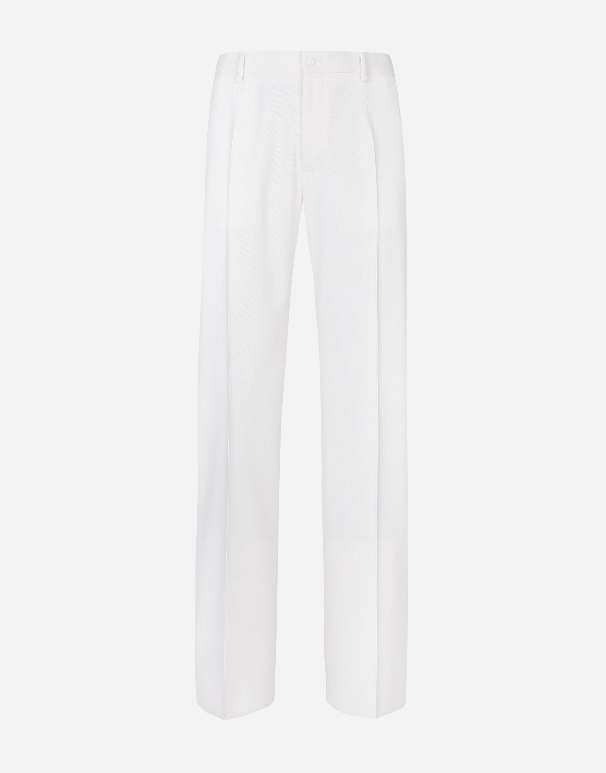 Dolce & Gabbana Stretch Wool Straight-leg Pants - Man Pants And Shorts White