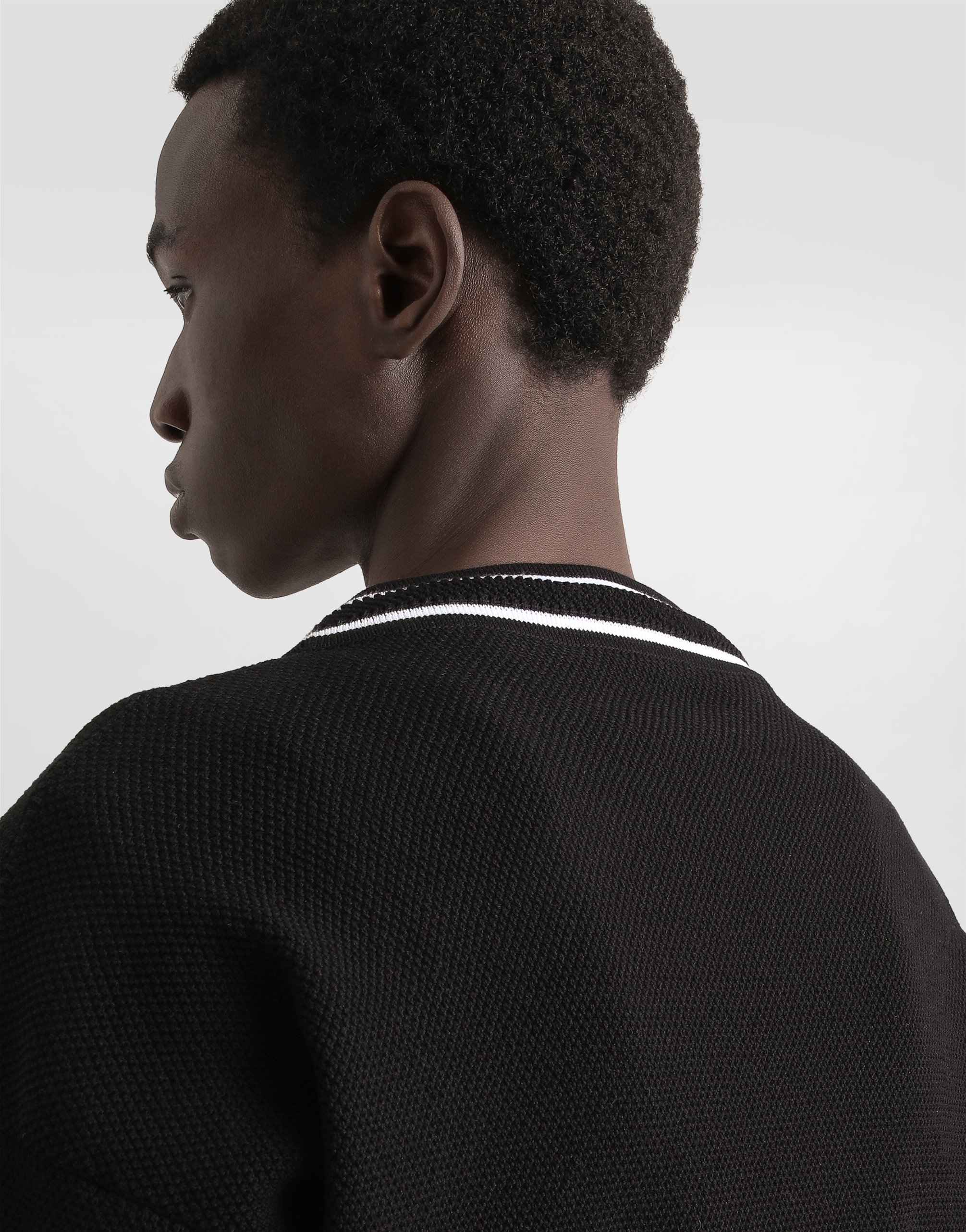 Oversized cotton piqué cardigan with buttons