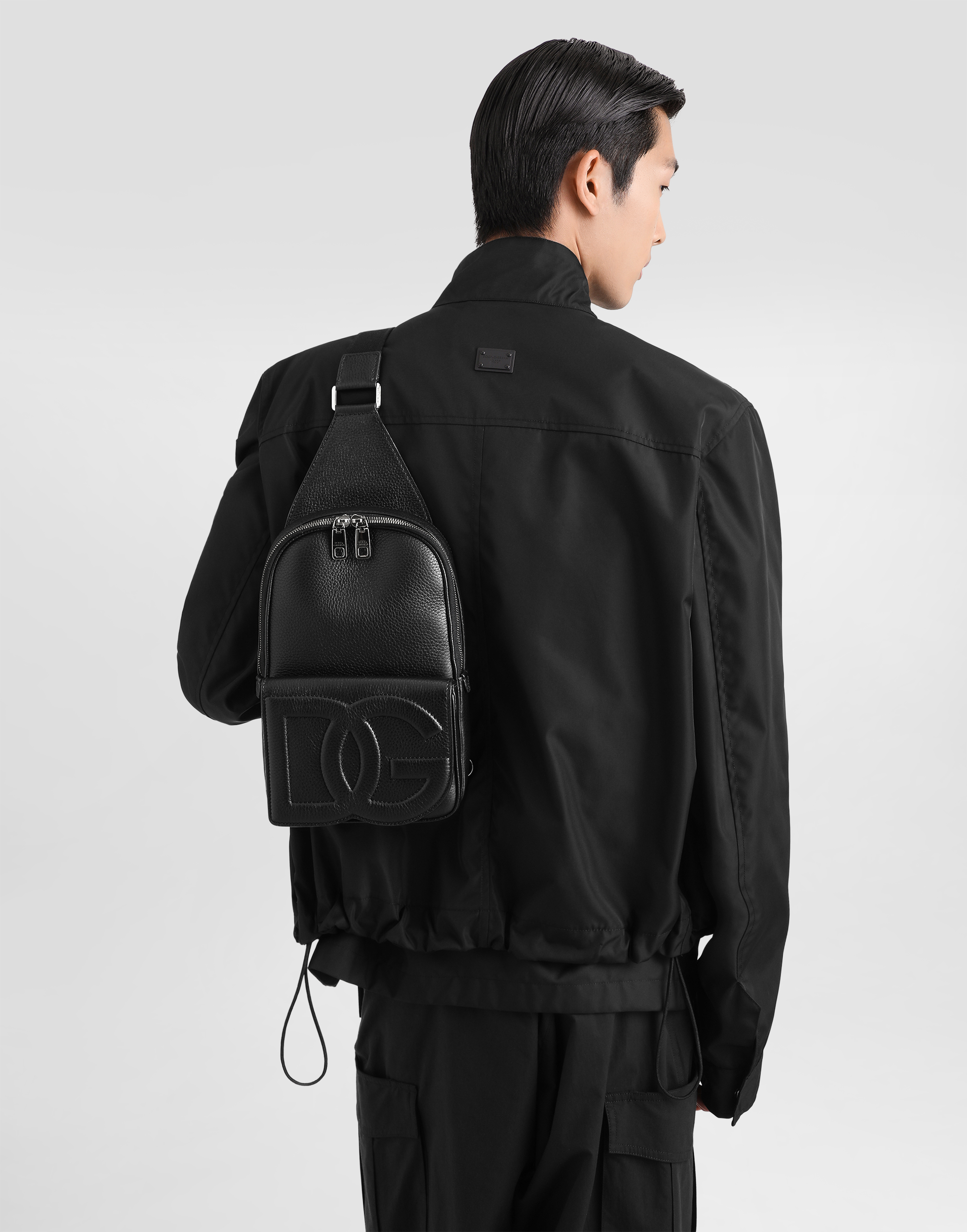 Dolce & Gabbana Deer Leather Shoulder Backpack In Black