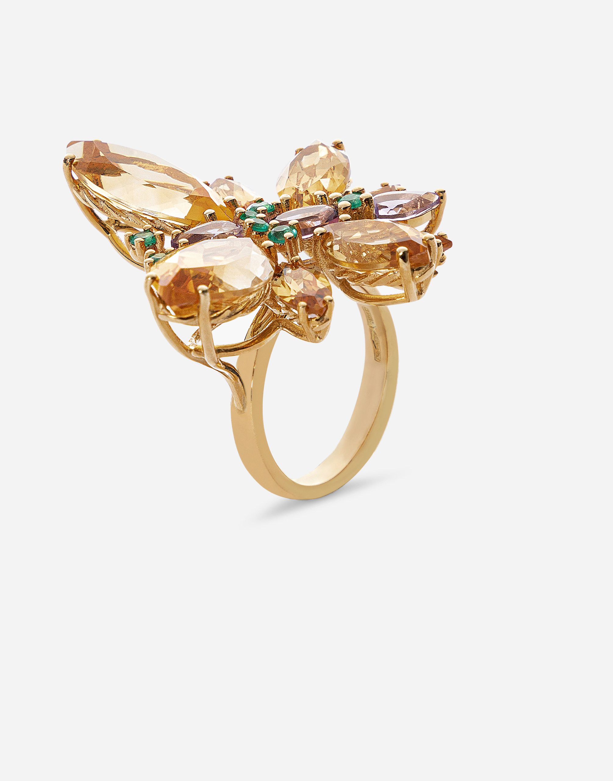 DOLCE & GABBANA SPRING RING IN YELLOW 18KT GOLD WITH CITRINE BUTTERFLY