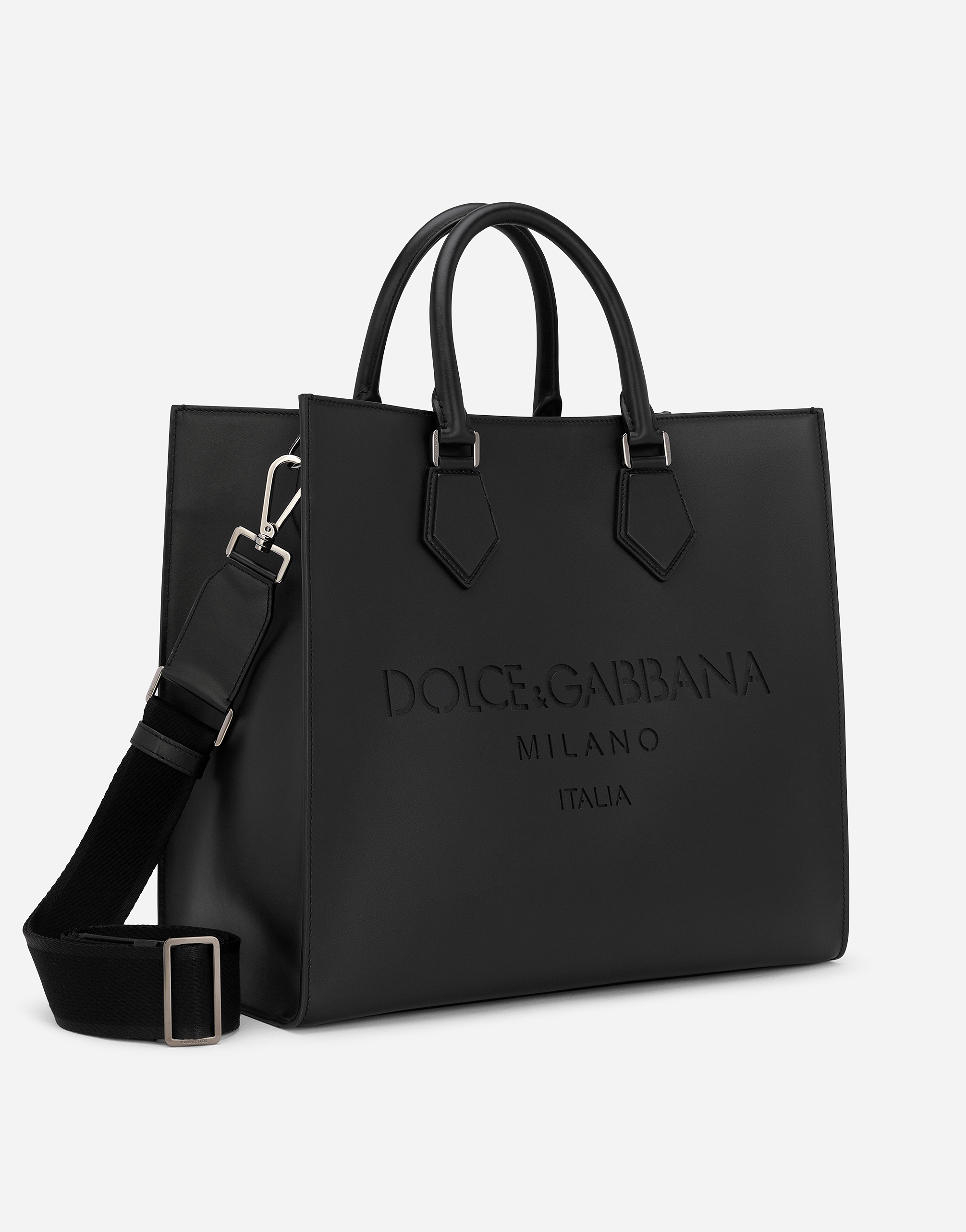 DOLCE & GABBANA CALFSKIN EDGE SHOPPER WITH LOGO