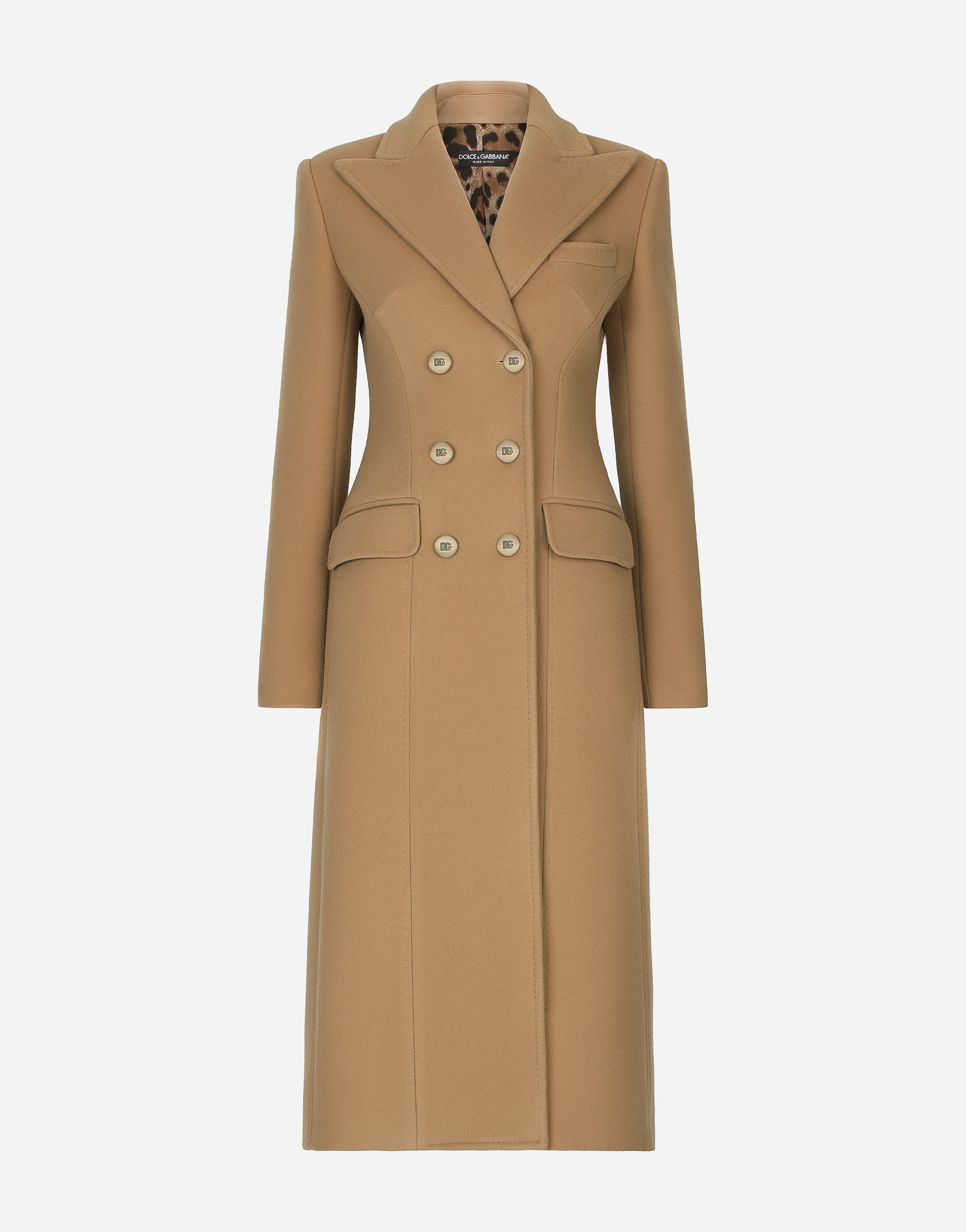 Dolce & Gabbana Long Double-breasted Wool And Cashmere Coat - Woman Coats And Jackets Beige Wool