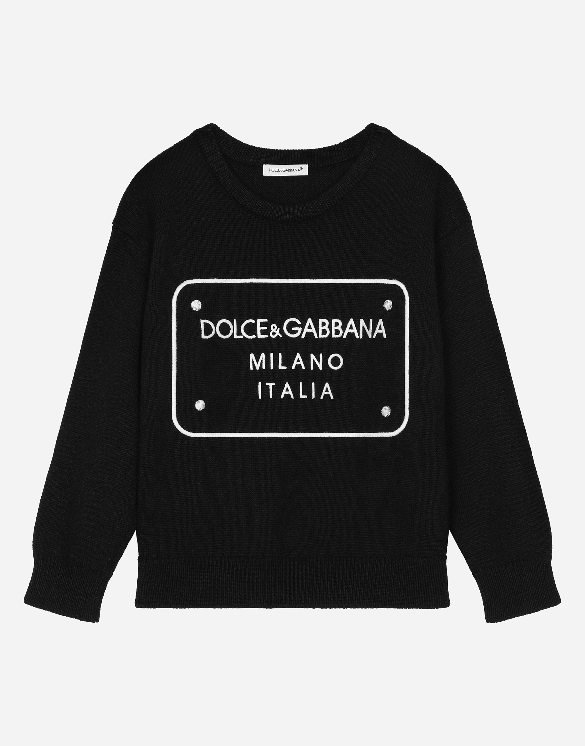 Dolce & Gabbana Men's Black Wool Pullover With Branded Tag - Man Sweaters Size 6
