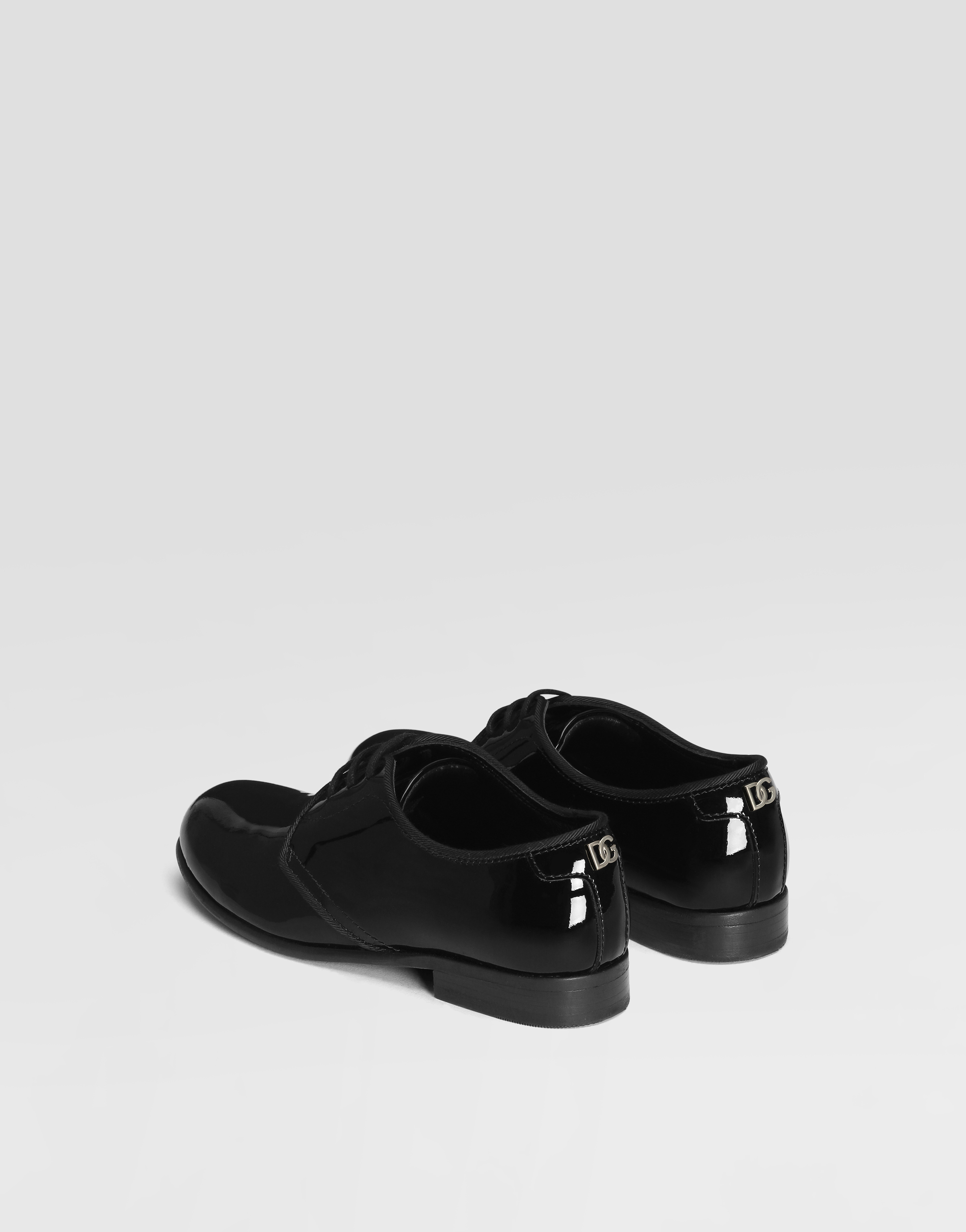 Dolce & Gabbana Polished Calfskin Derby Shoes In Black