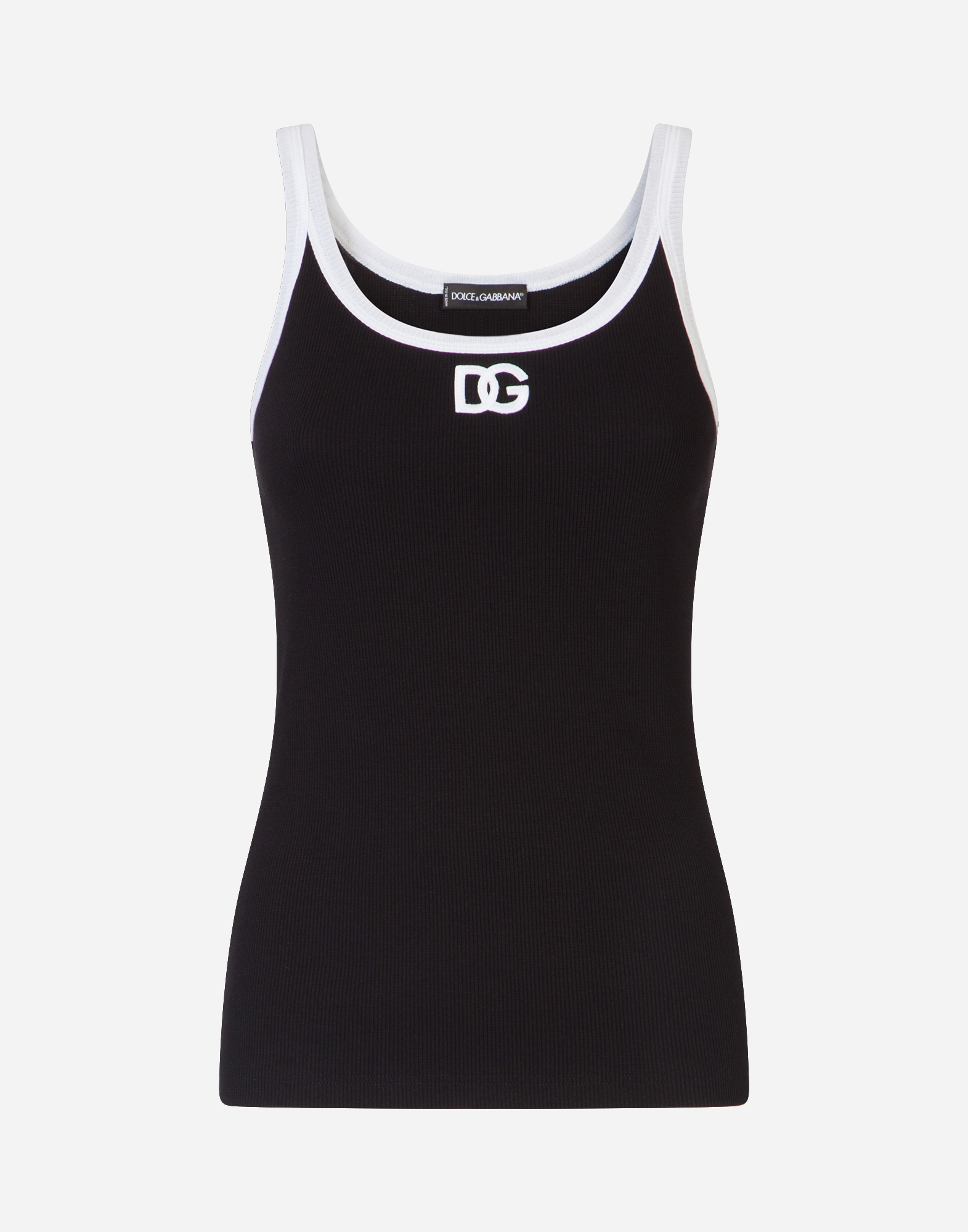 Dolce amp; Gabbana logo-plaque cut-out tank top - Black