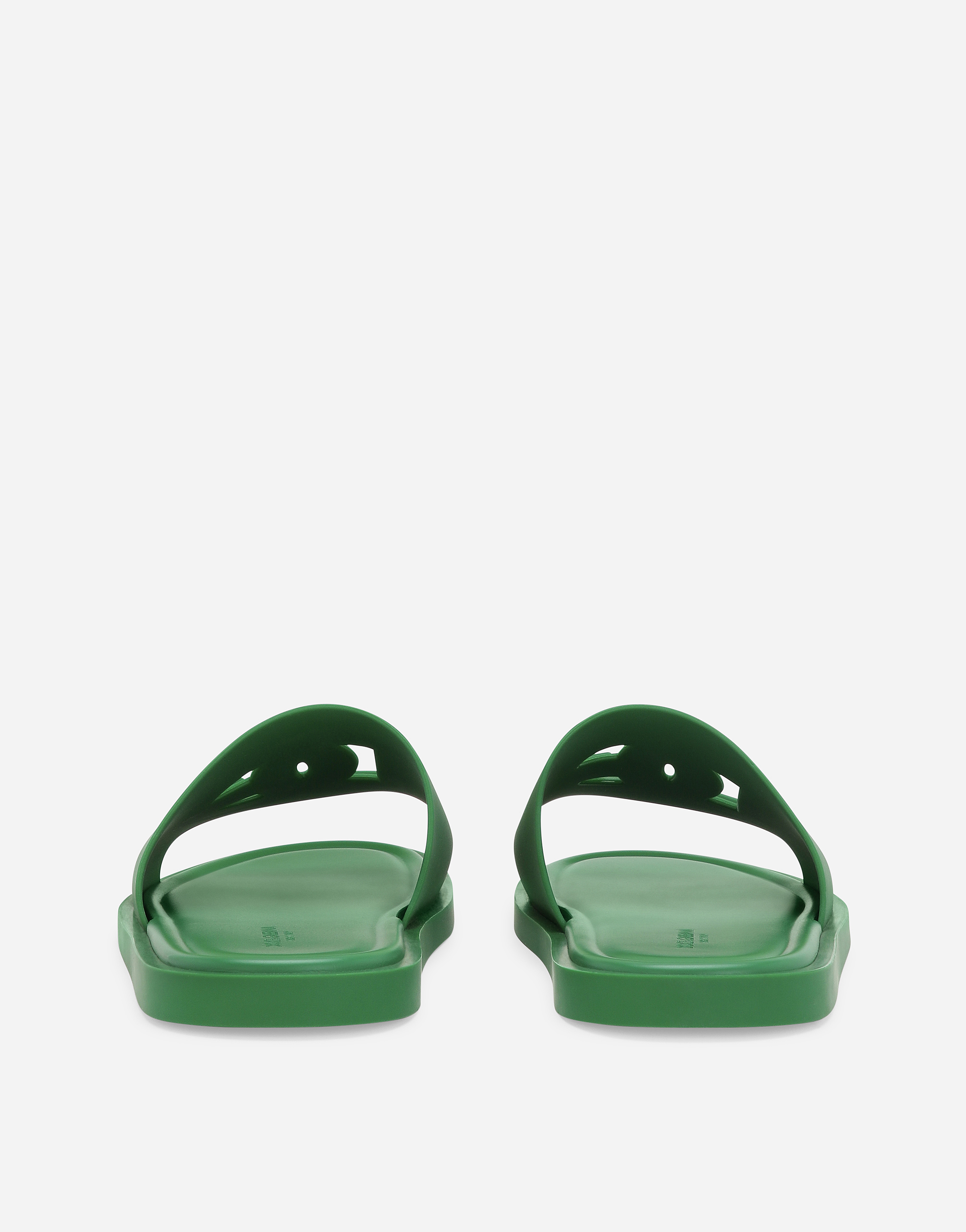 Dolce & Gabbana Rubber Beachwear Sliders In Verde