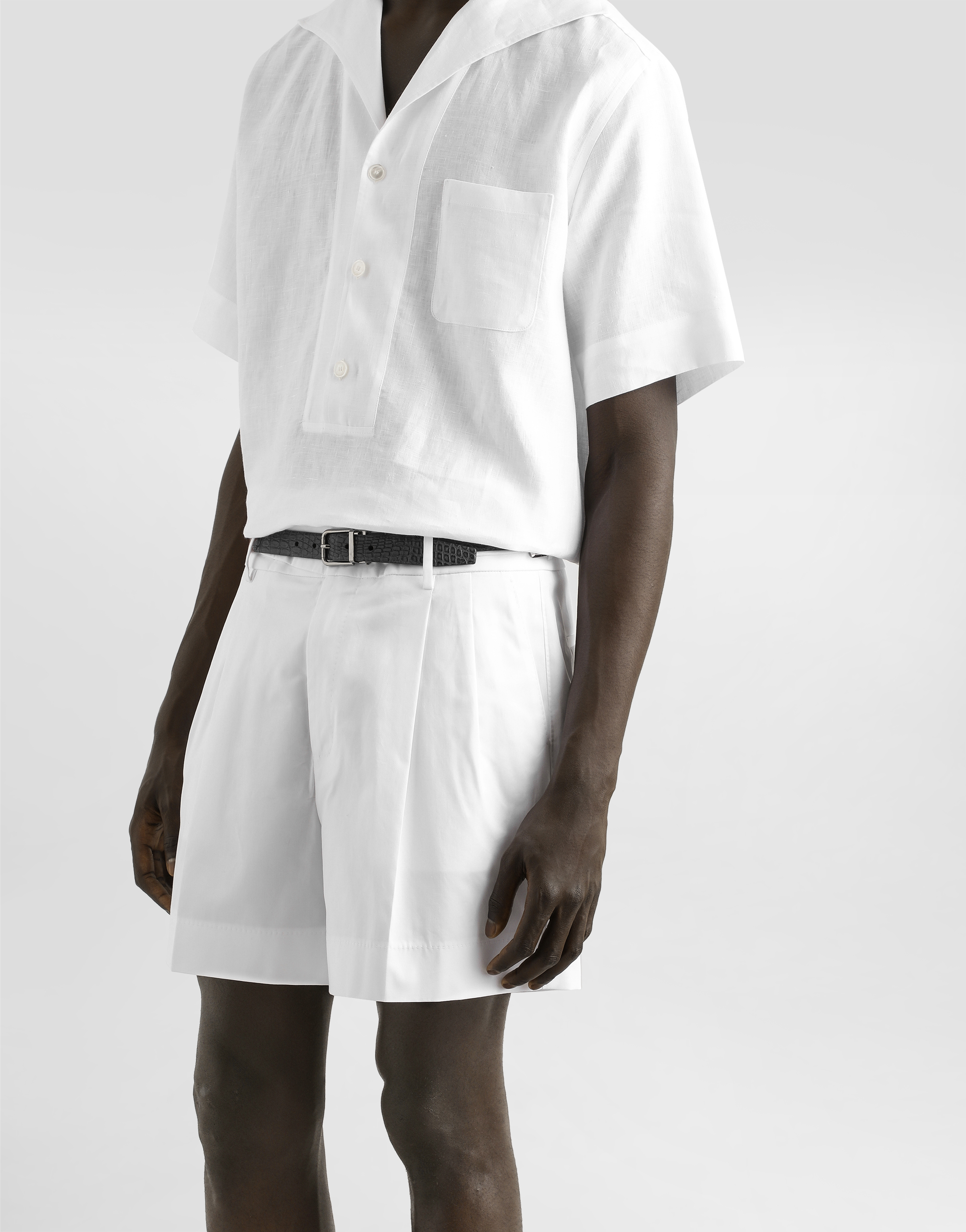 Dolce & Gabbana Cotton Gabardine Shorts With Double Darts In White