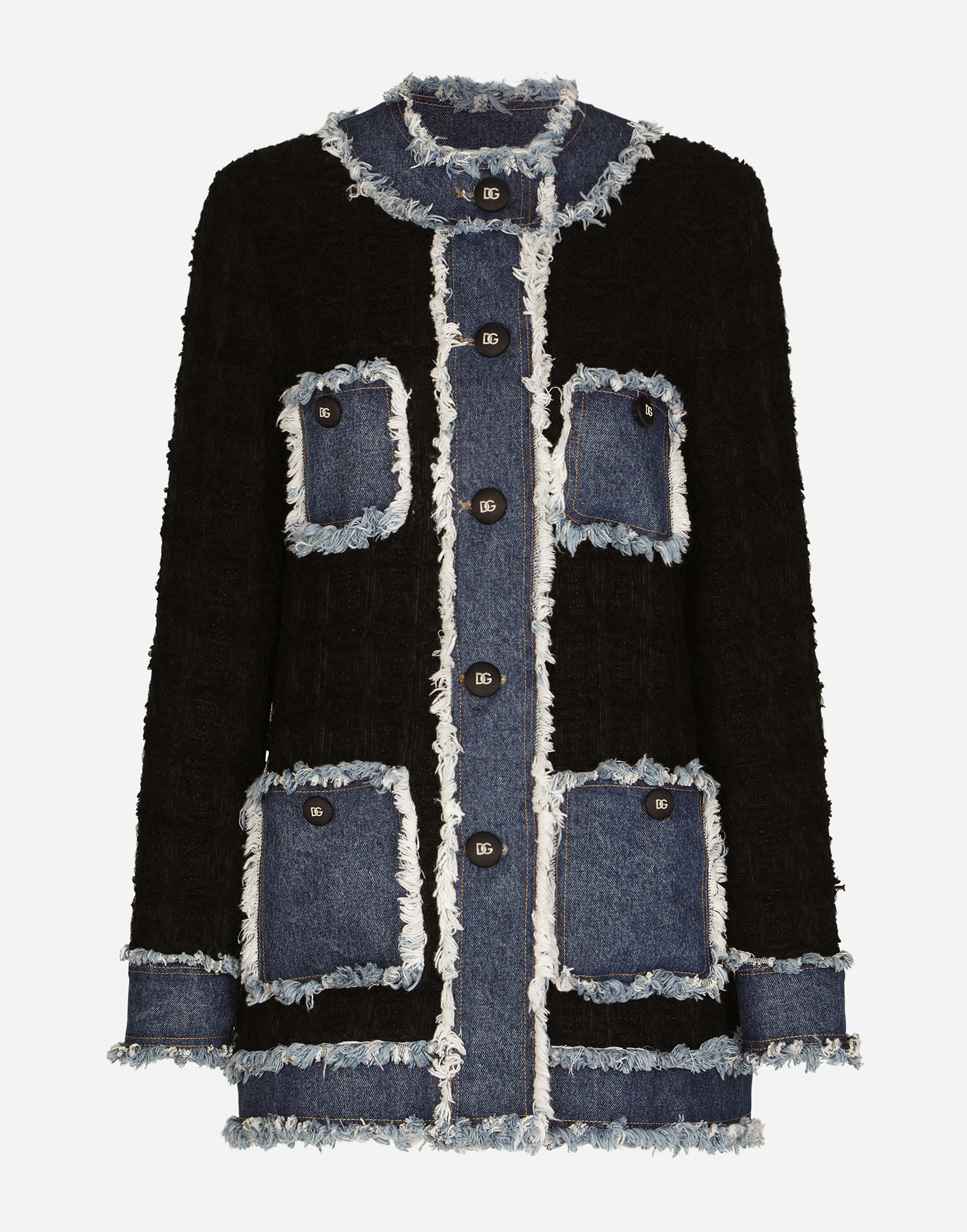 DOLCE & GABBANA TWEED AND DENIM JACKET