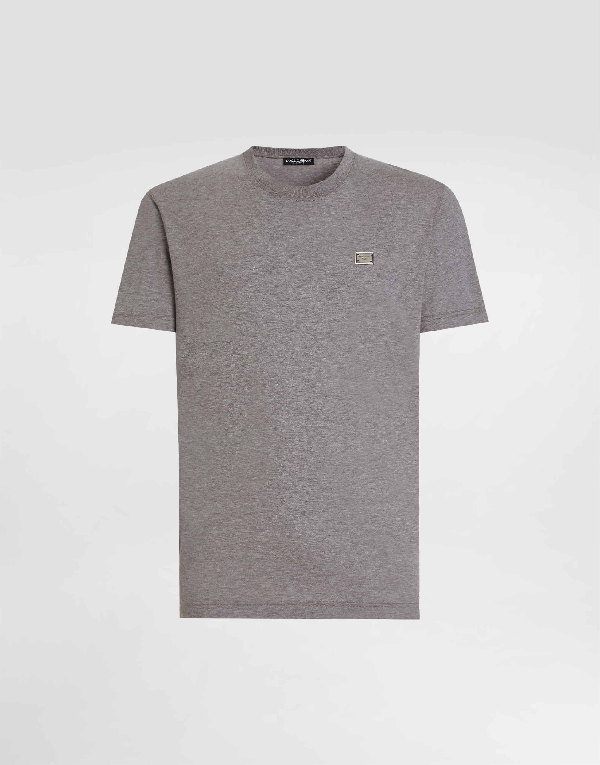 DOLCE&GABBANA Tシャツ・カットソー グレー 2007525E0081 Cotton T-shirt with embroidery in Grey for Men