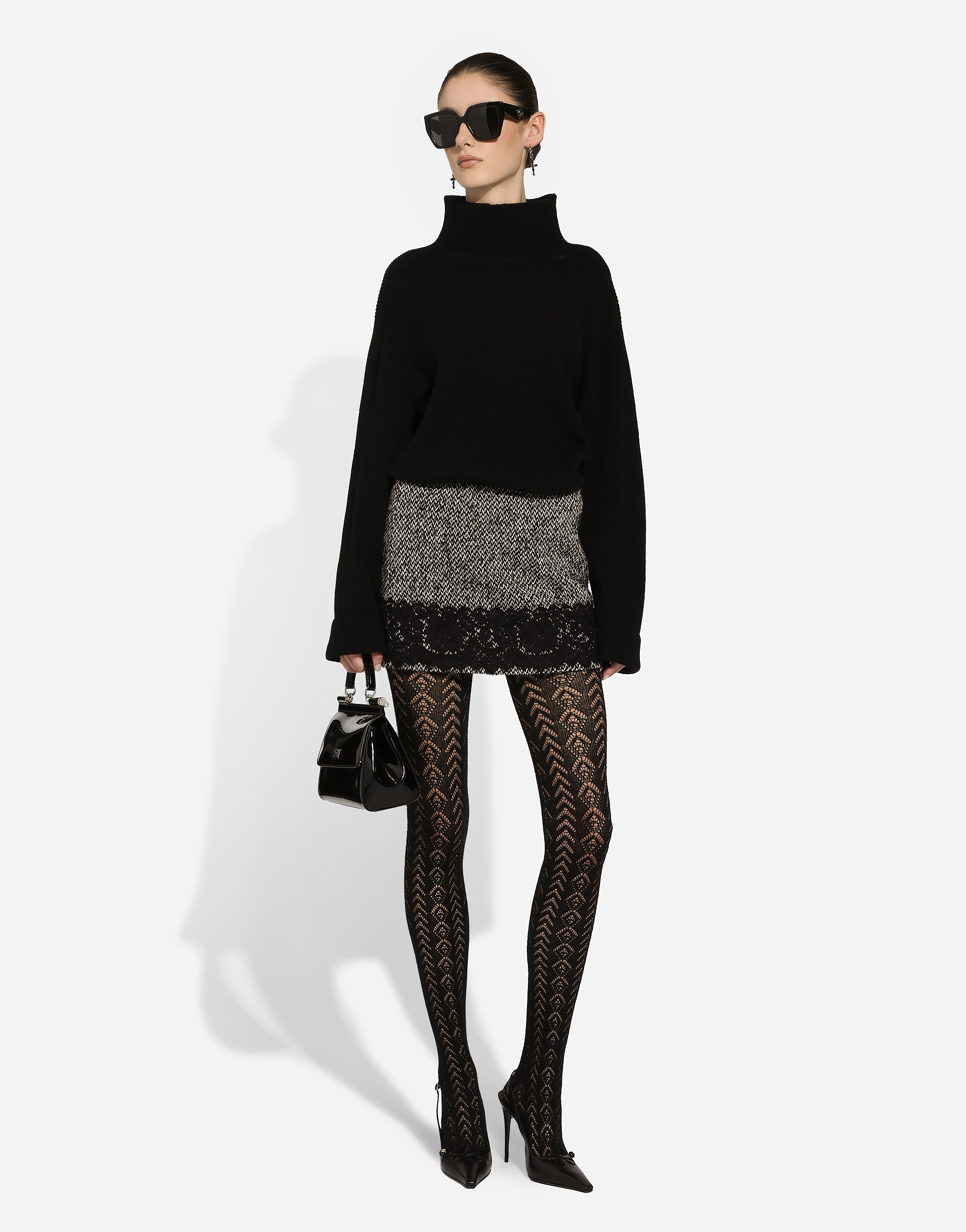 Dolce & Gabbana Short Skirt With Lace Insert In マルチカラー