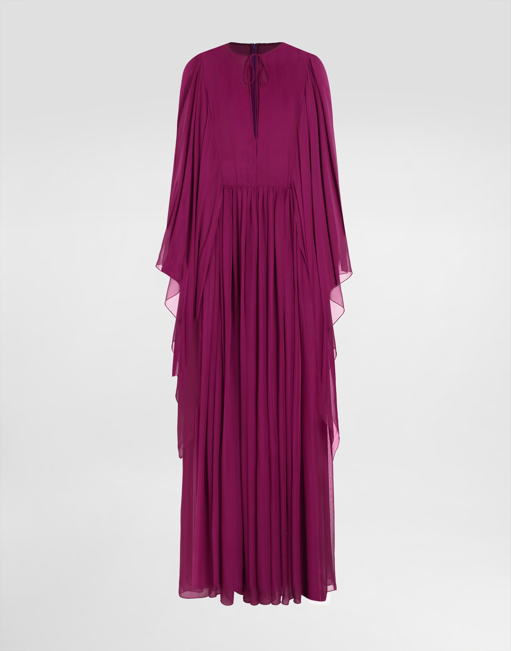 Dolce & Gabbana Long Silk Chiffon Caftan With Drawstring In Purple