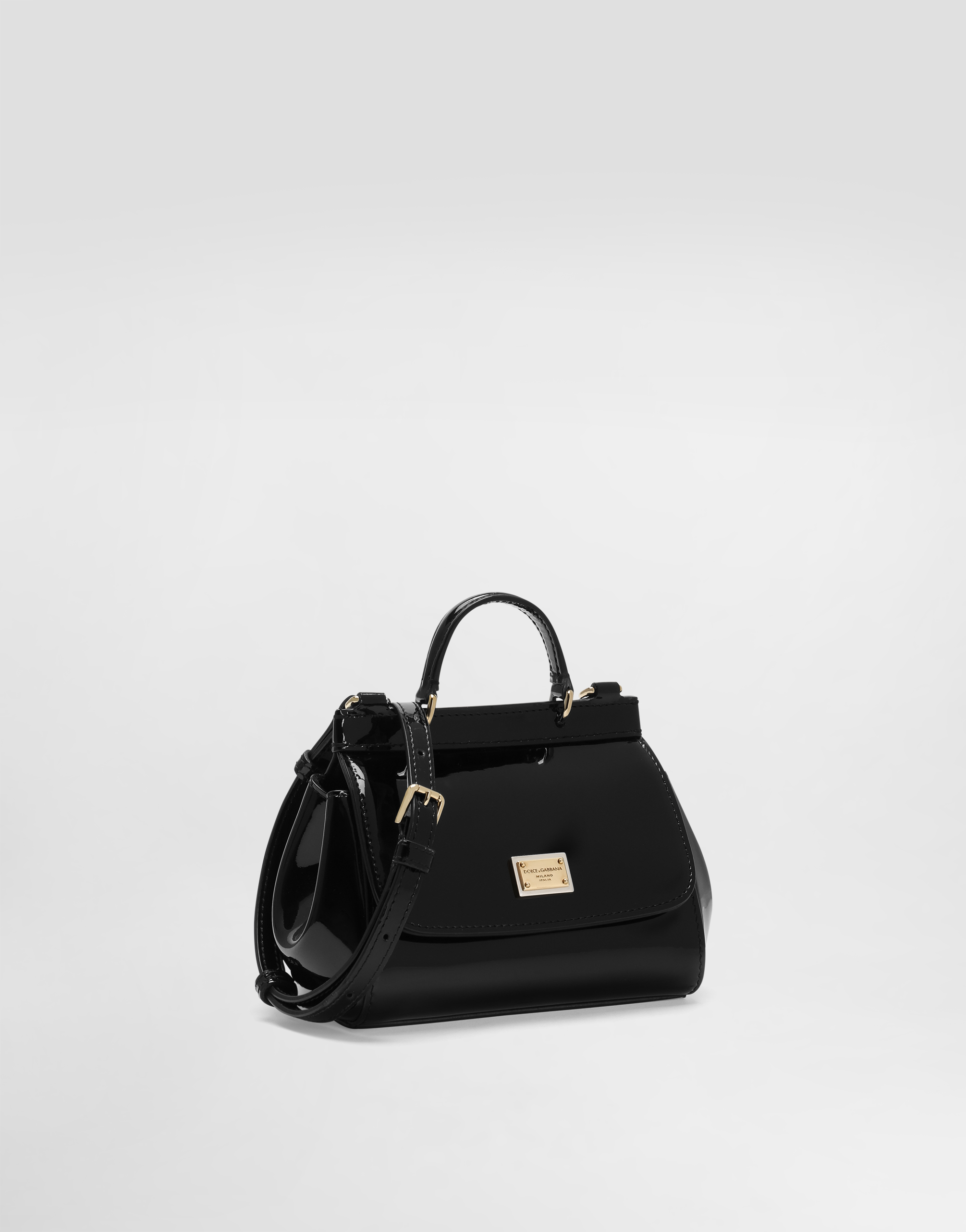 Shop Dolce & Gabbana Patent Leather Mini Sicily Bag In Black