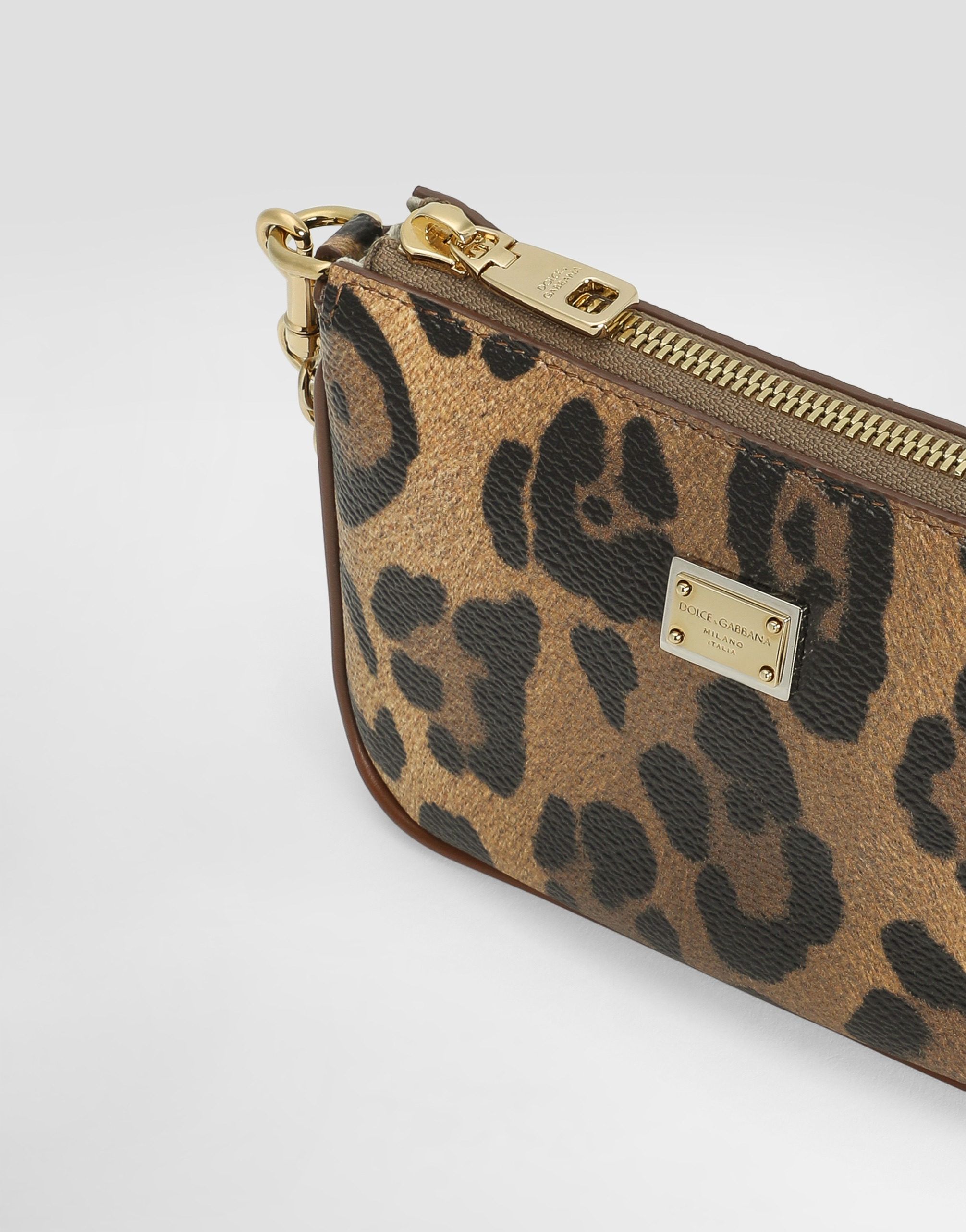 Dolce & Gabbana Girls Leather Leopard Print Shoulder Bag In Brown