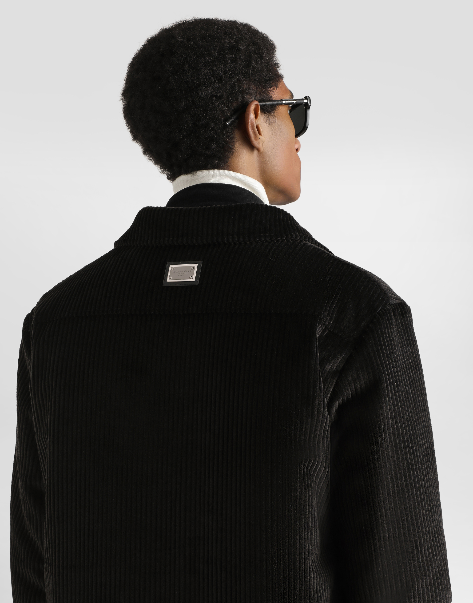 Dolce & Gabbana Padded And Quilted Velvet Shirt Jacket In Black