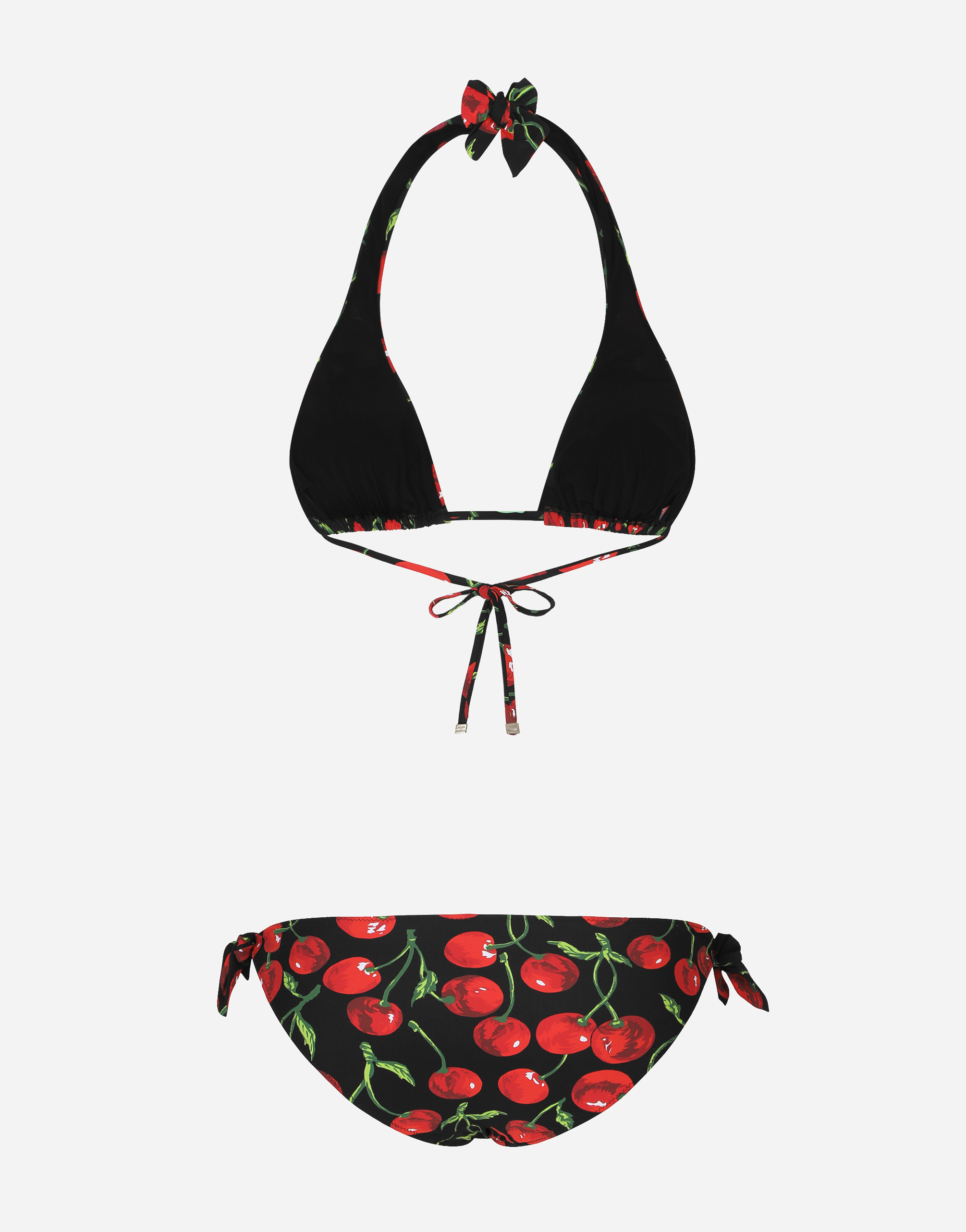 Shop Dolce & Gabbana Cherry-print Triangle Bikini In Multicolor