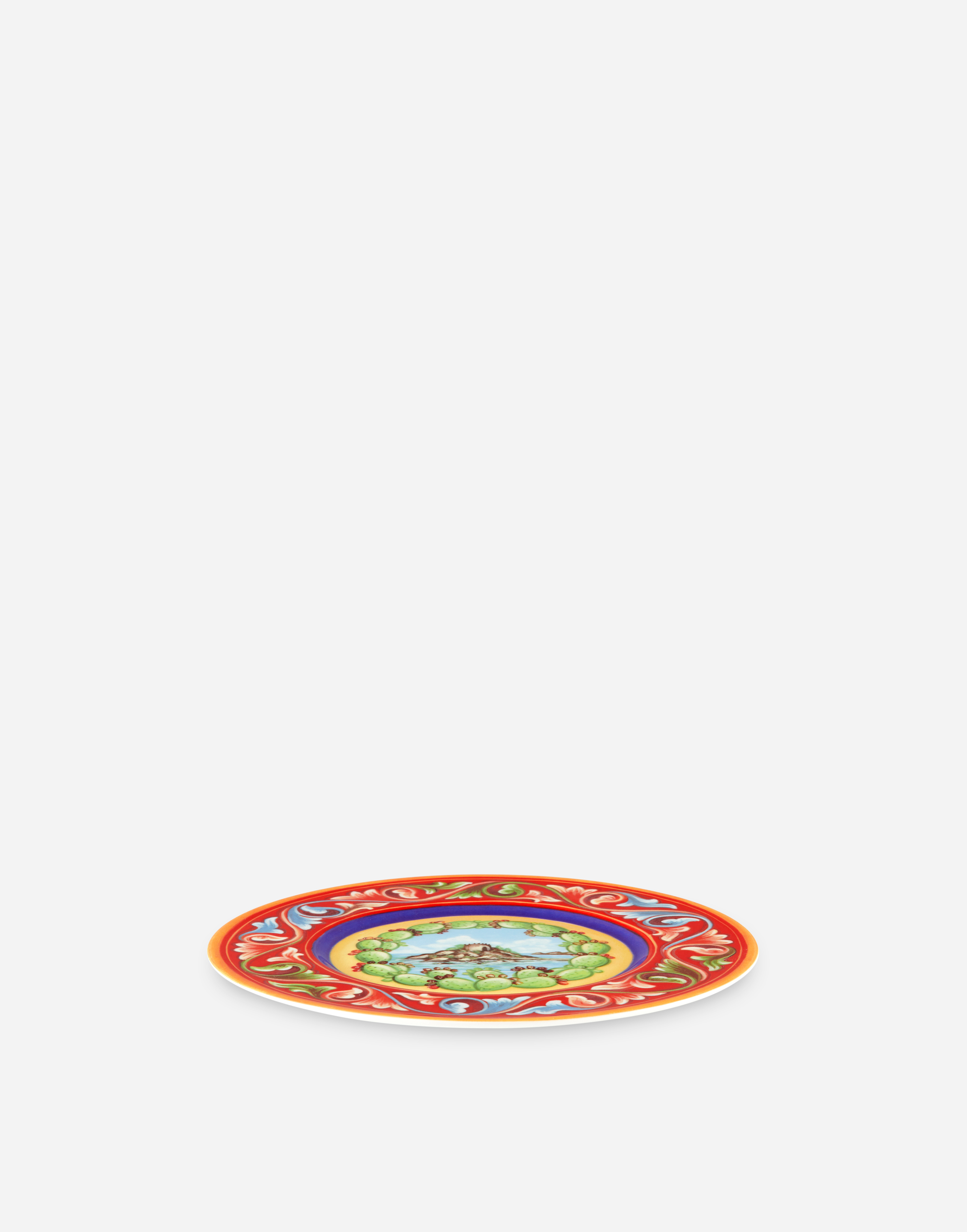 Dolce & Gabbana Set 2 Dessert Plates In Fine Porcelain In Multicolor