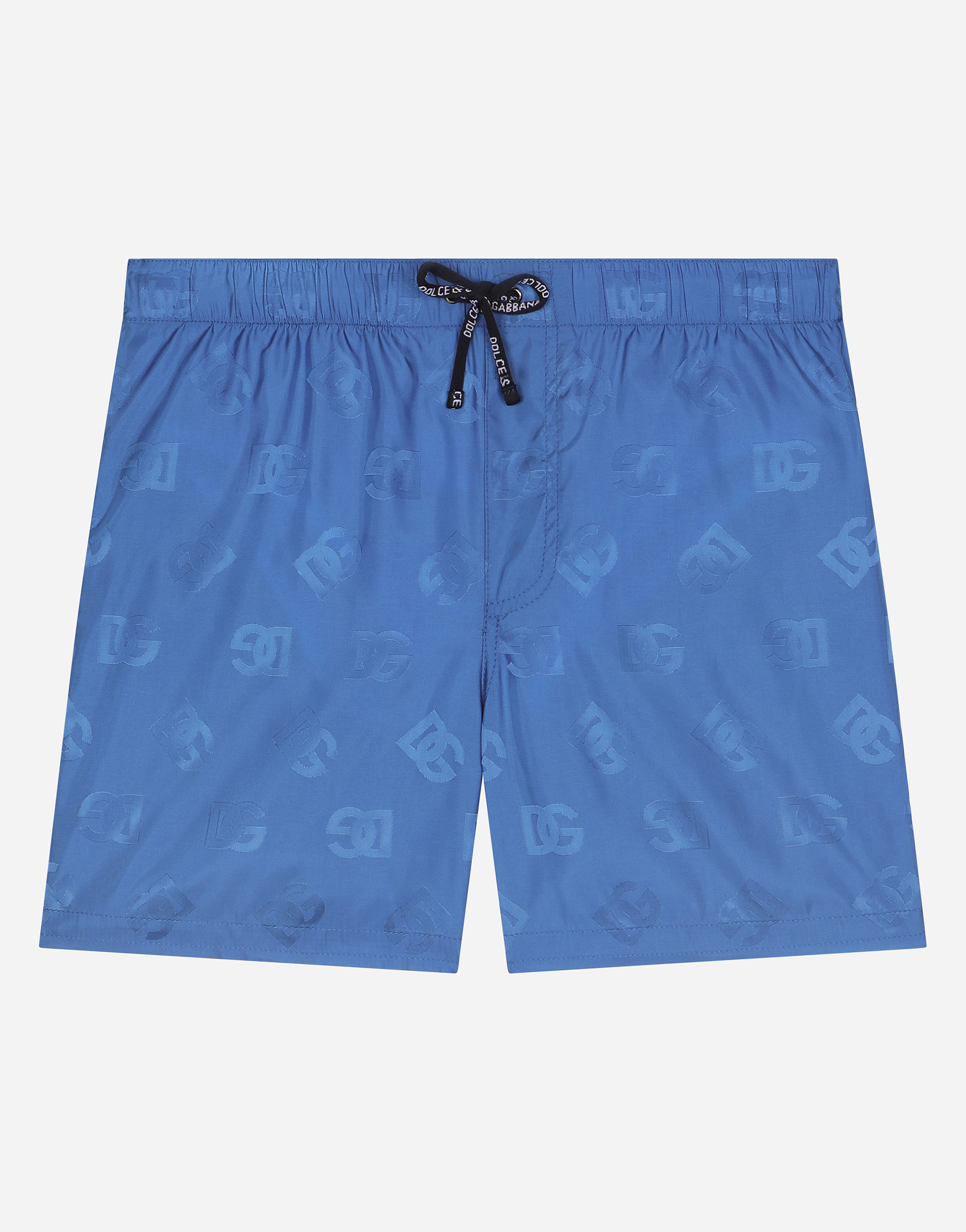 DOLCE & GABBANA NYLON SWIM TRUNKS WITH JACQUARD DG LOGO