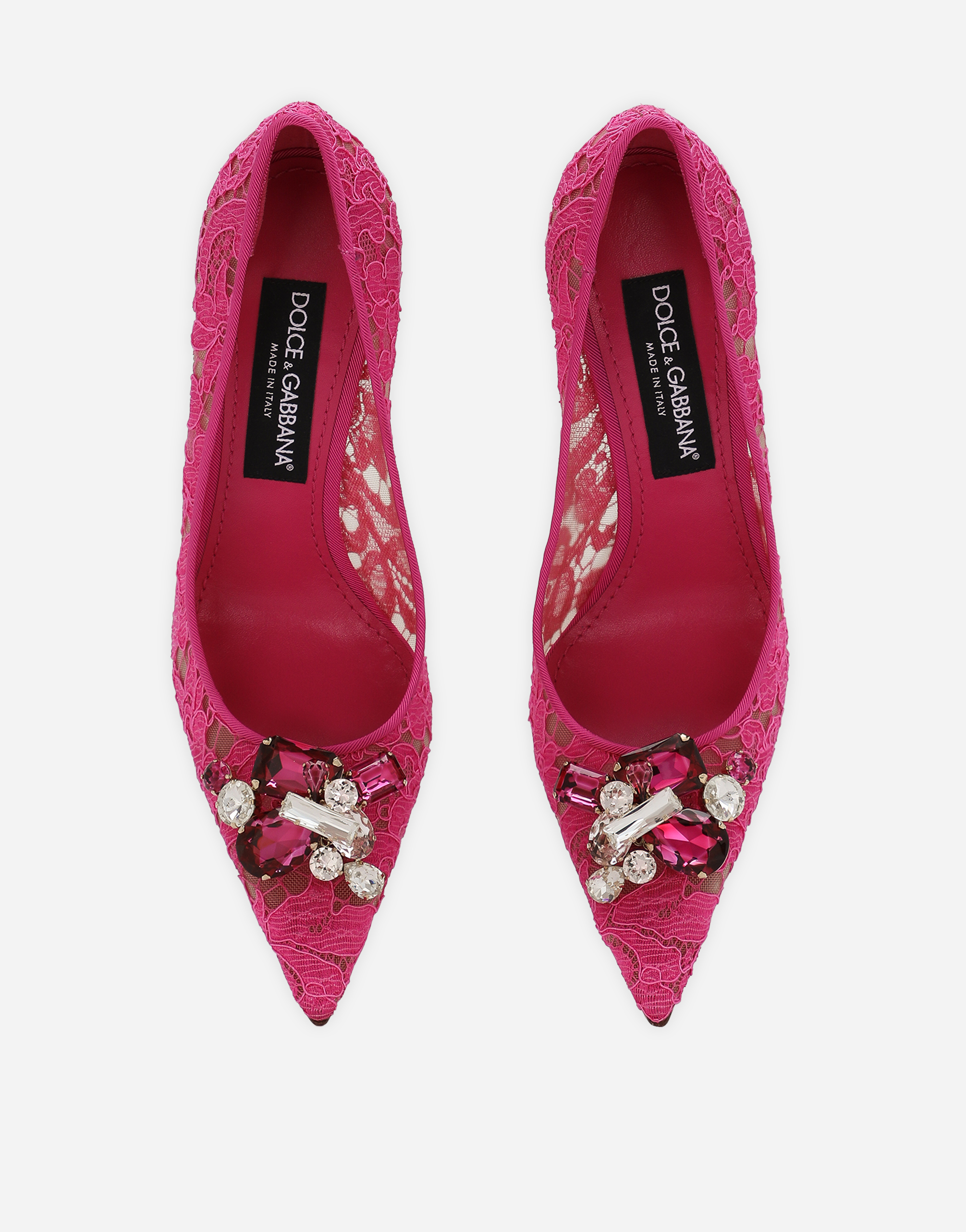 Shop Dolce & Gabbana Rainbow Lace Pumps In Lurex Lace In Fuchsia