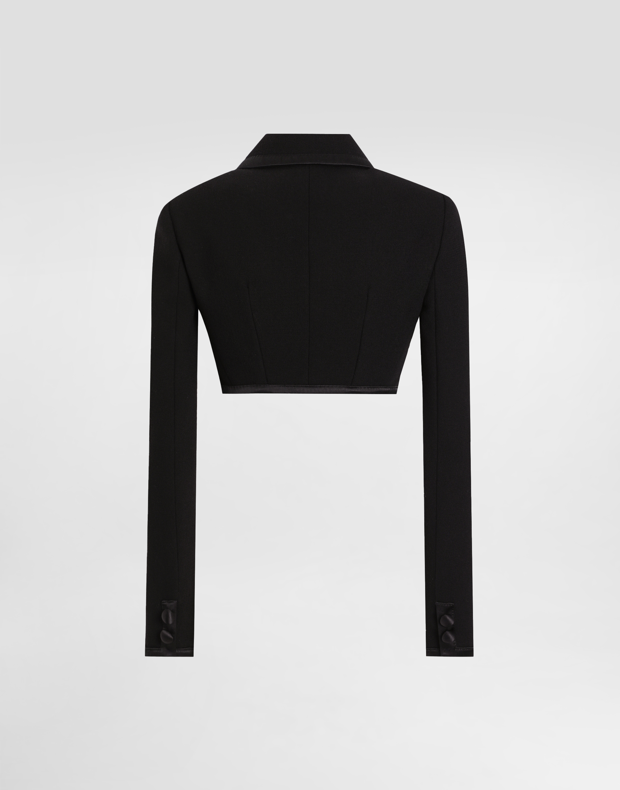 Shop Dolce & Gabbana Short Wool Crepe Jacket In Black