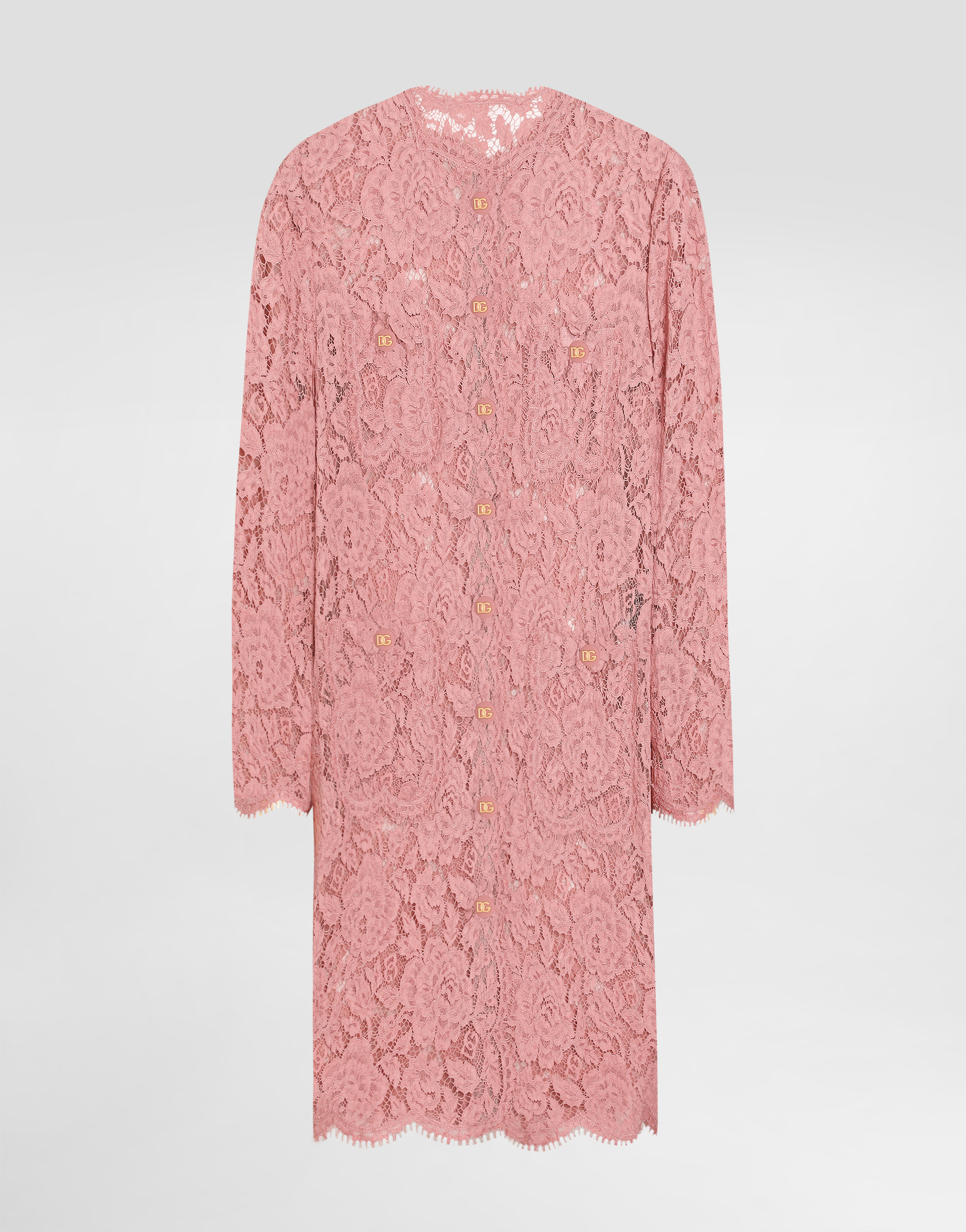 Dolce & Gabbana Collarless Lace Floral Patch Pockets Coat