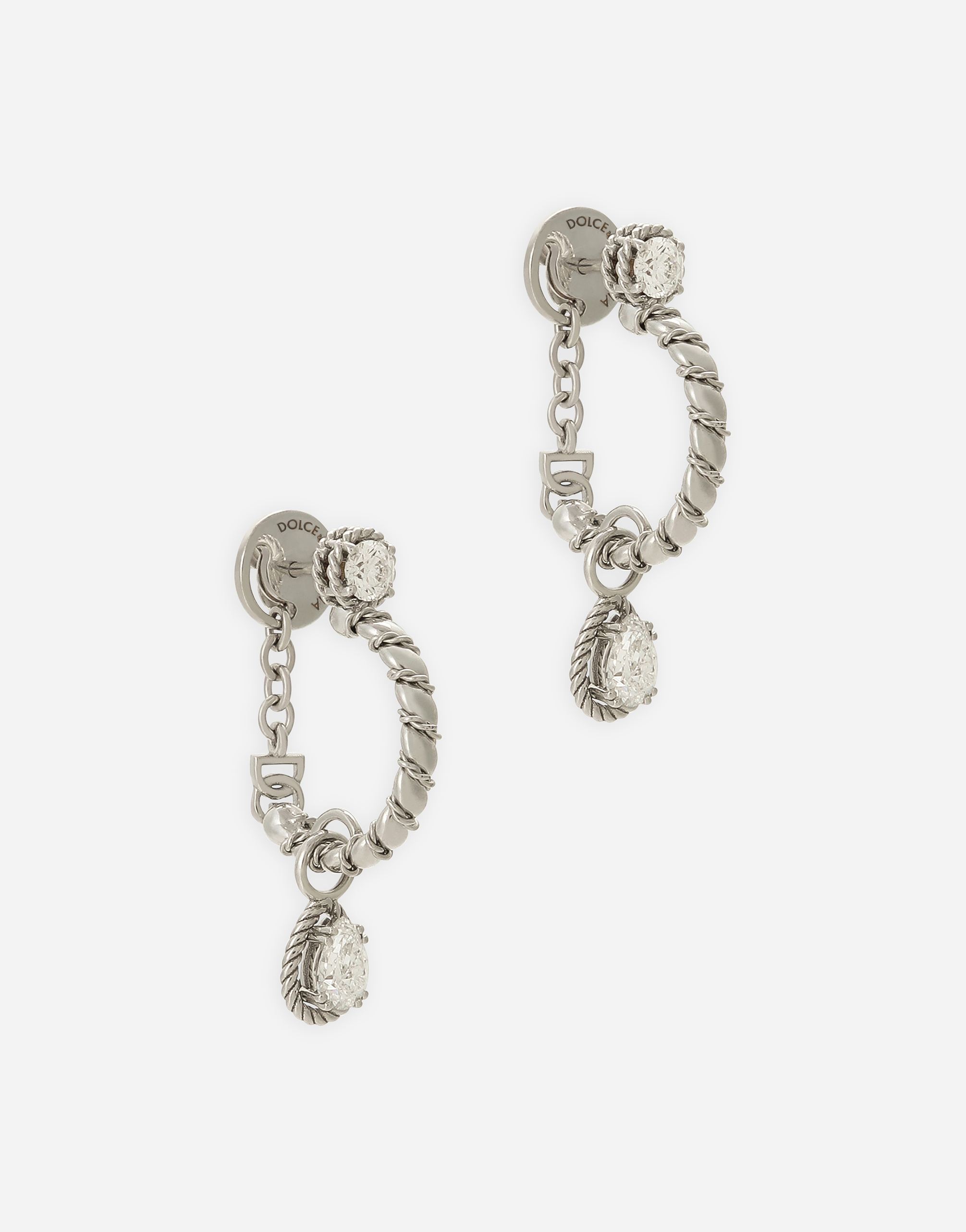 Shop Dolce & Gabbana Easy Diamond Earrings In White Gold 18kt And Diamonds