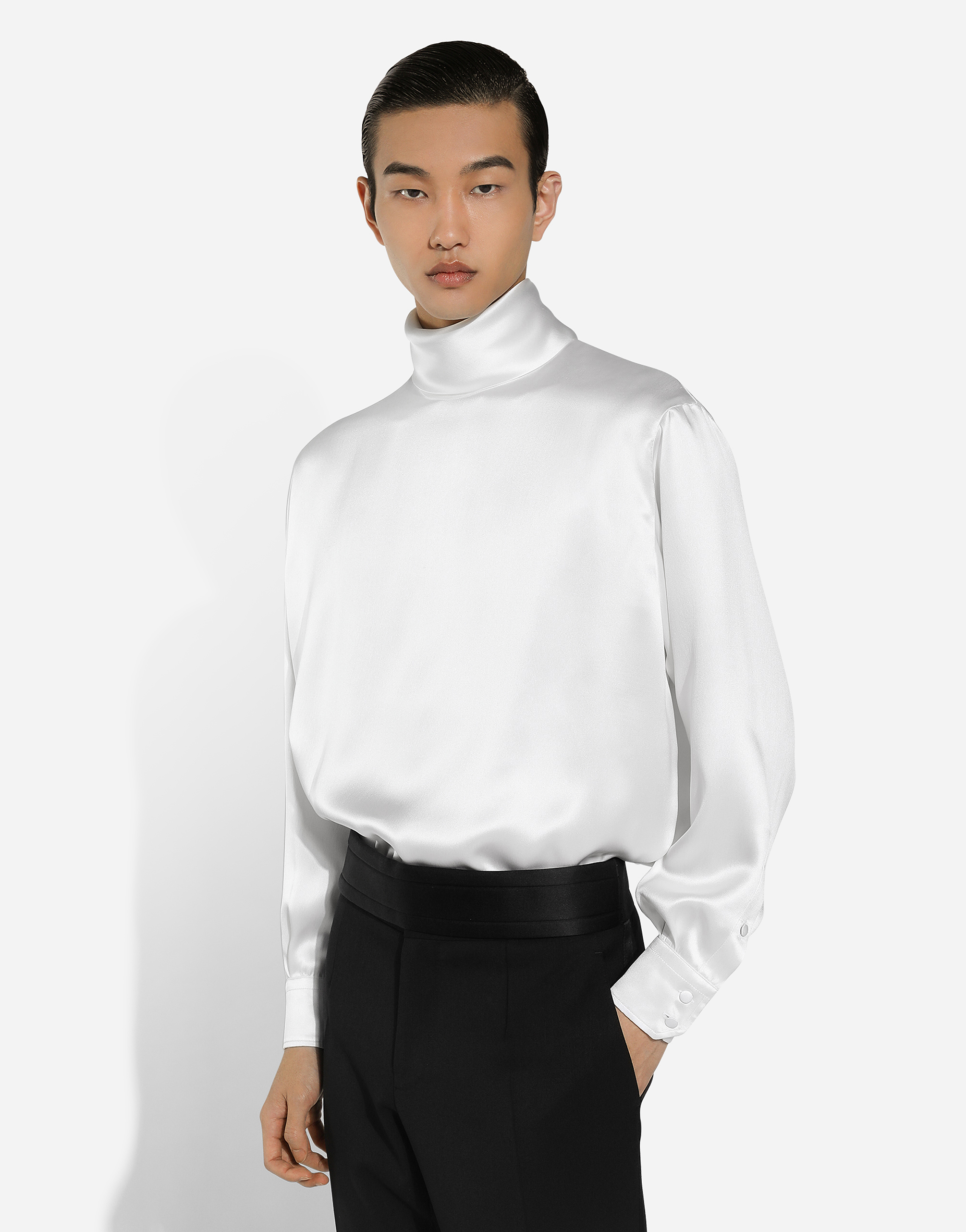 Dolce & Gabbana Dolce&gabbana White Silk Turtleneck In White
