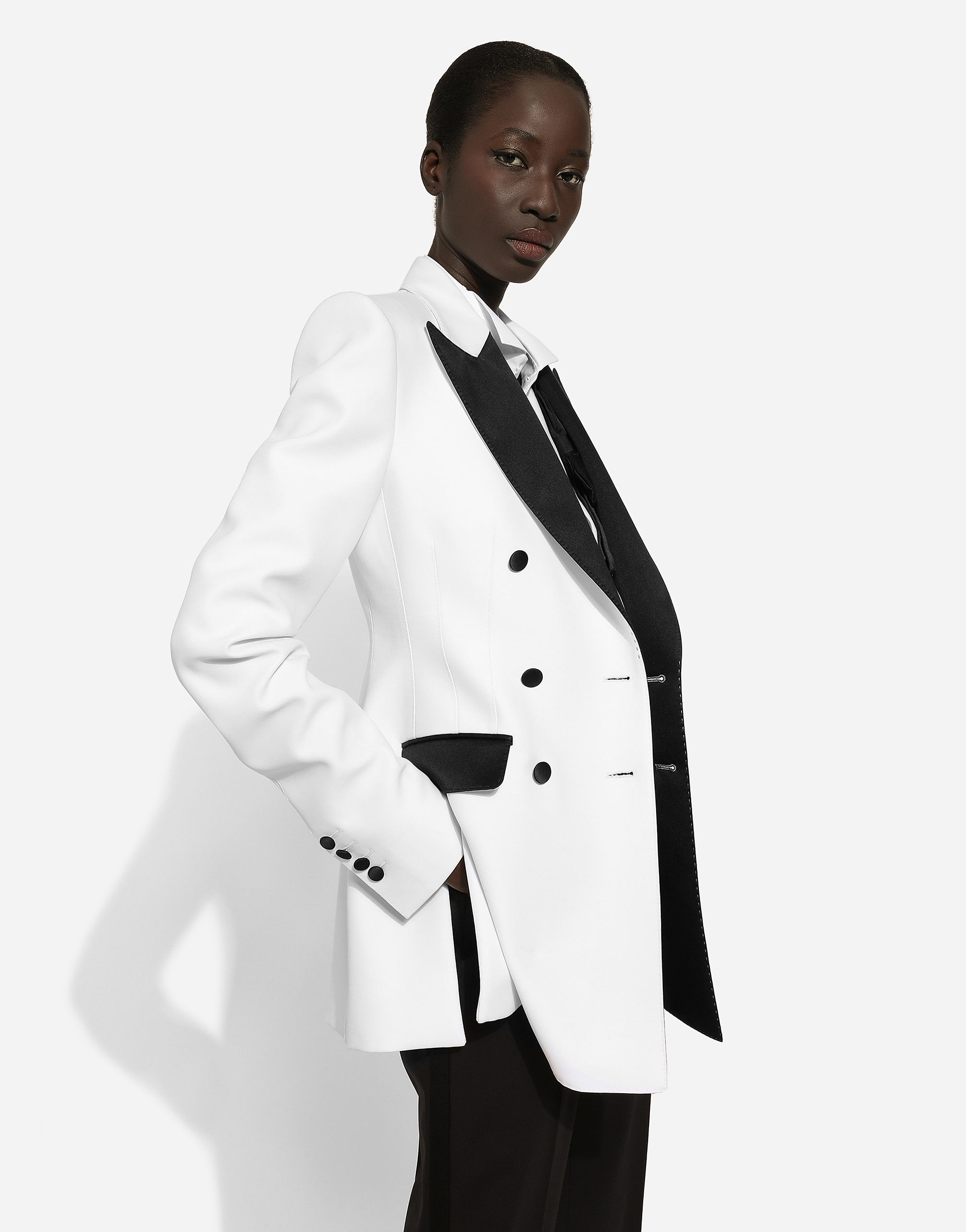 Double-breasted faille Turlington tuxedo blazer