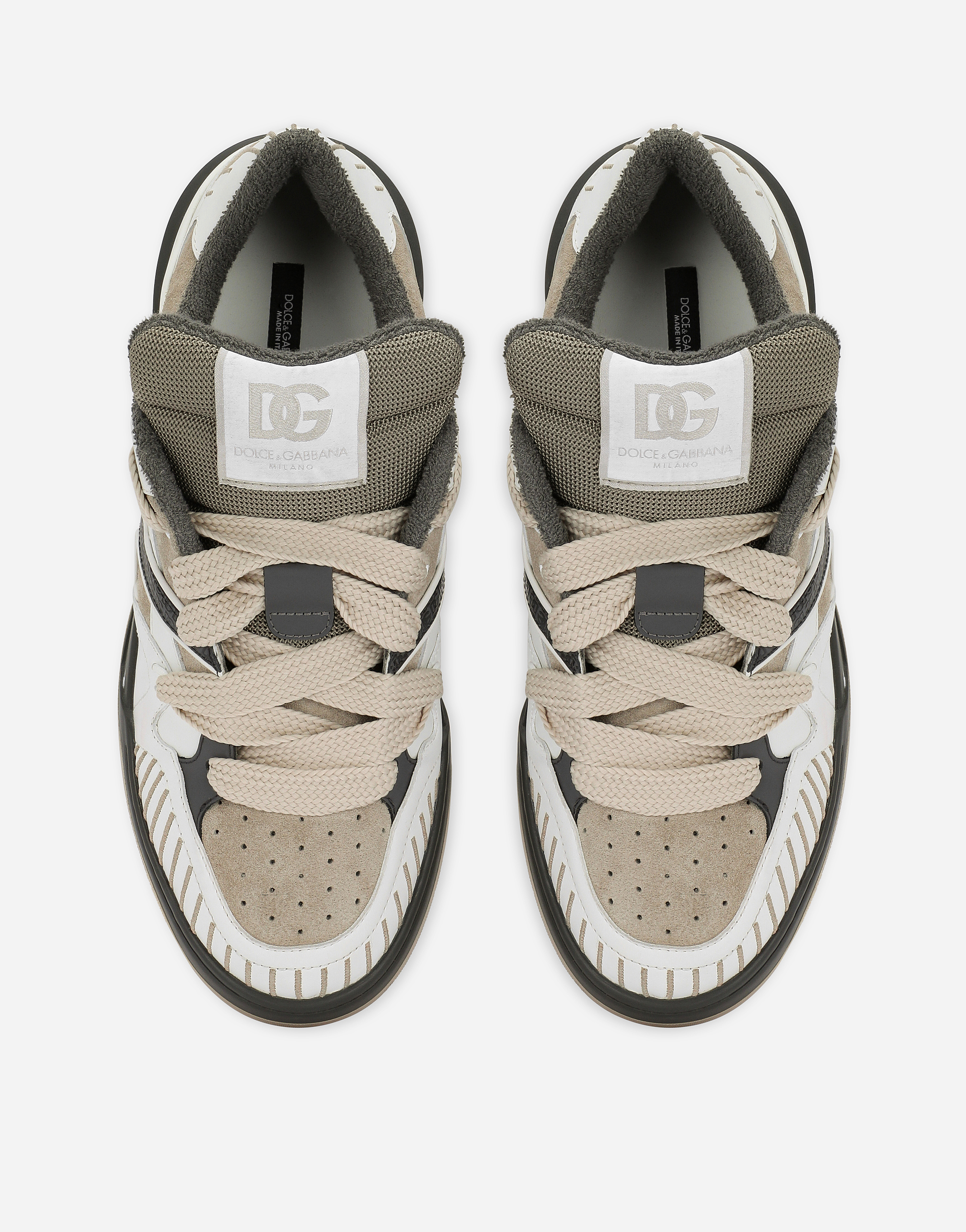 DOLCE & GABBANA MIXED-MATERIAL NEW ROMA SNEAKERS