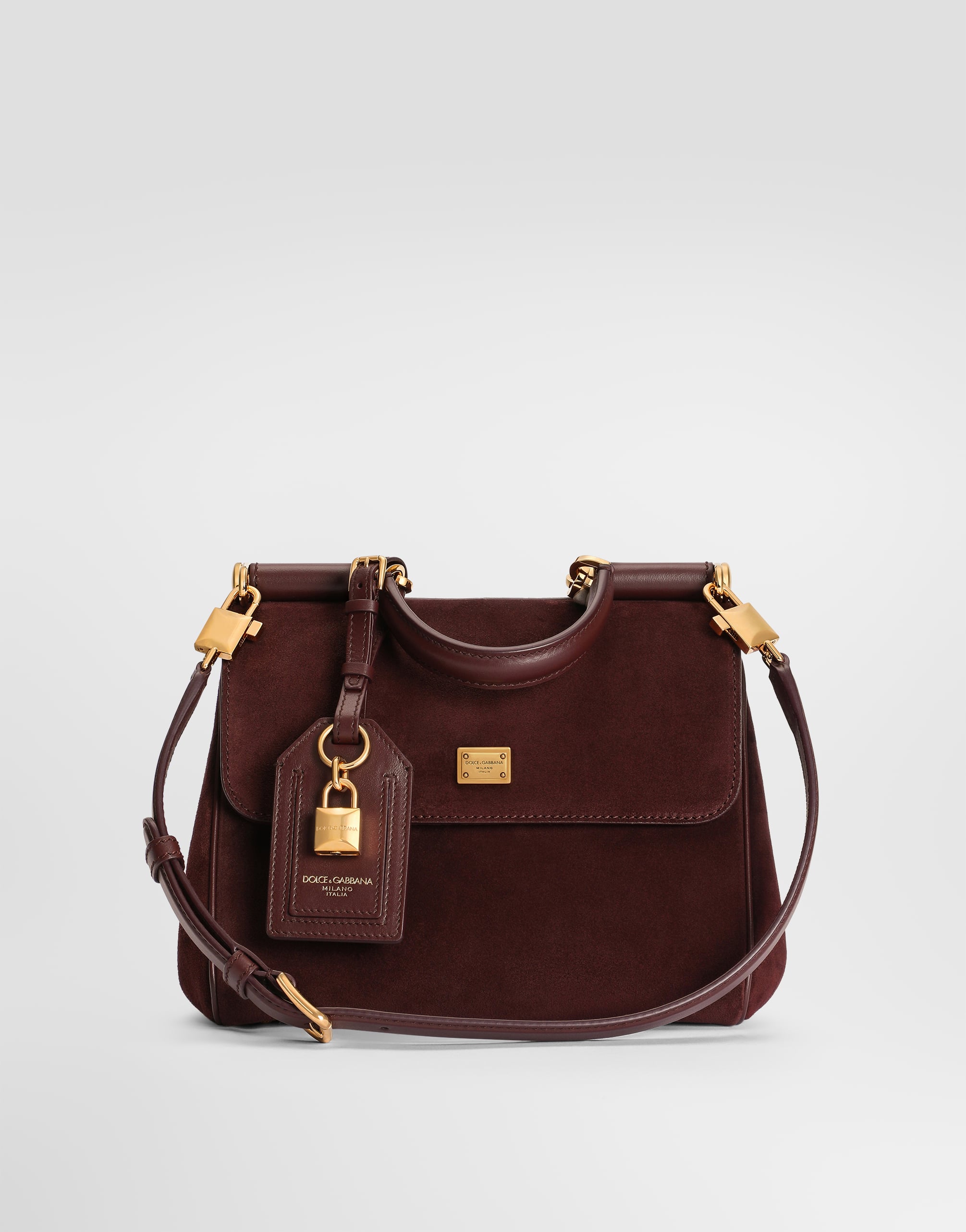 Small My Sicily handbag in split calfskin in Bordeaux for Women