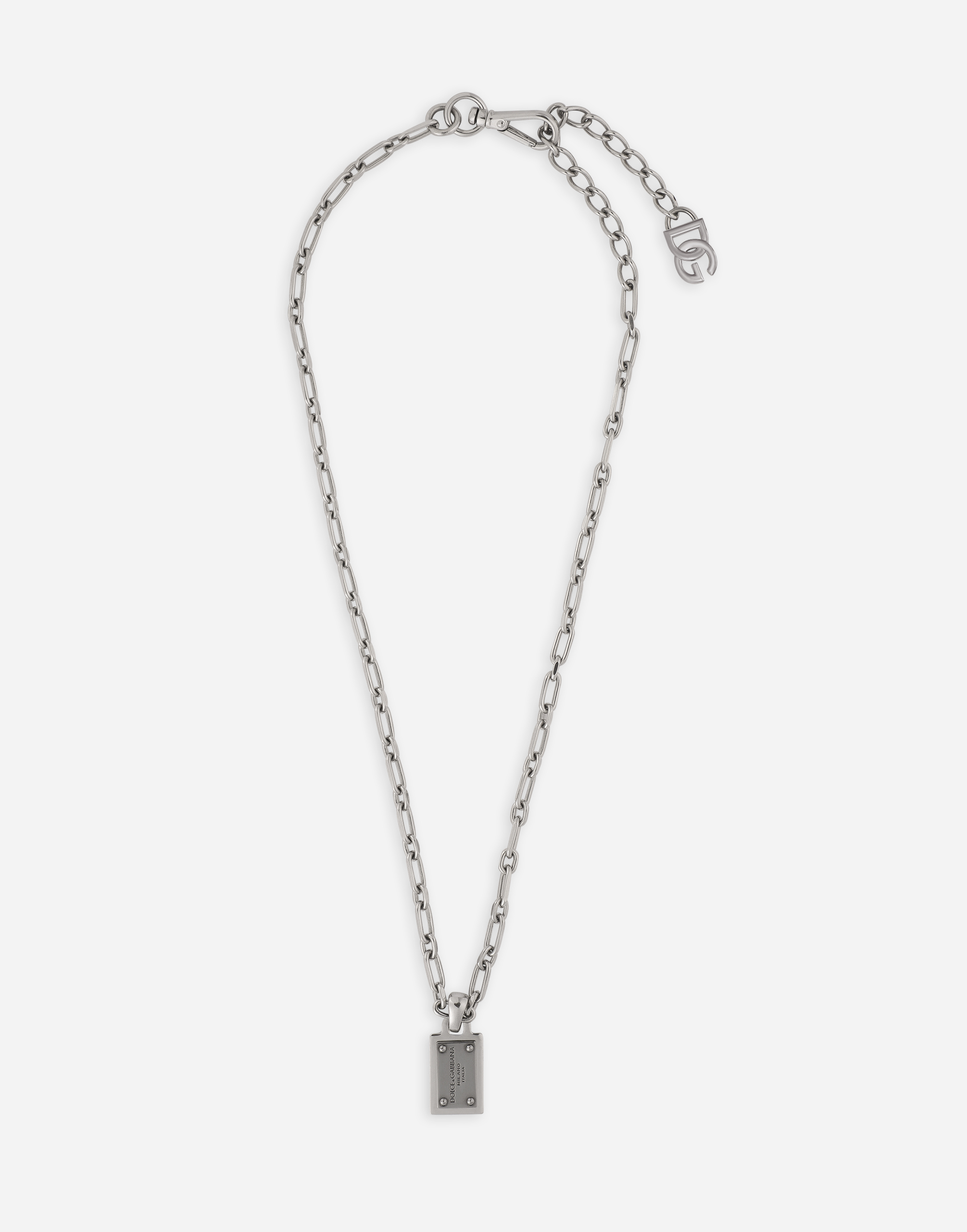 Dolce & Gabbana Necklace With Dolce&gabbana Logo Tag In Silver