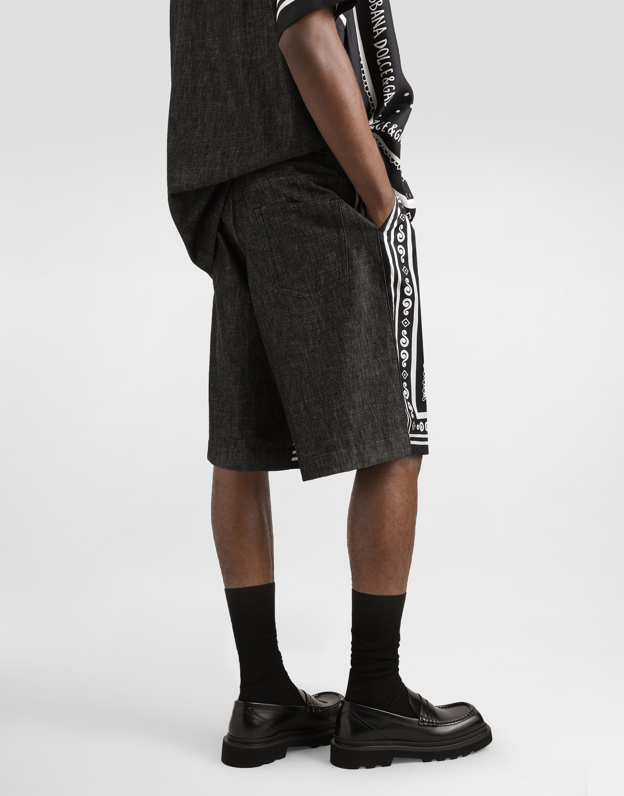 Dolce & Gabbana Printed Silk And Denim Shorts In Multicolor